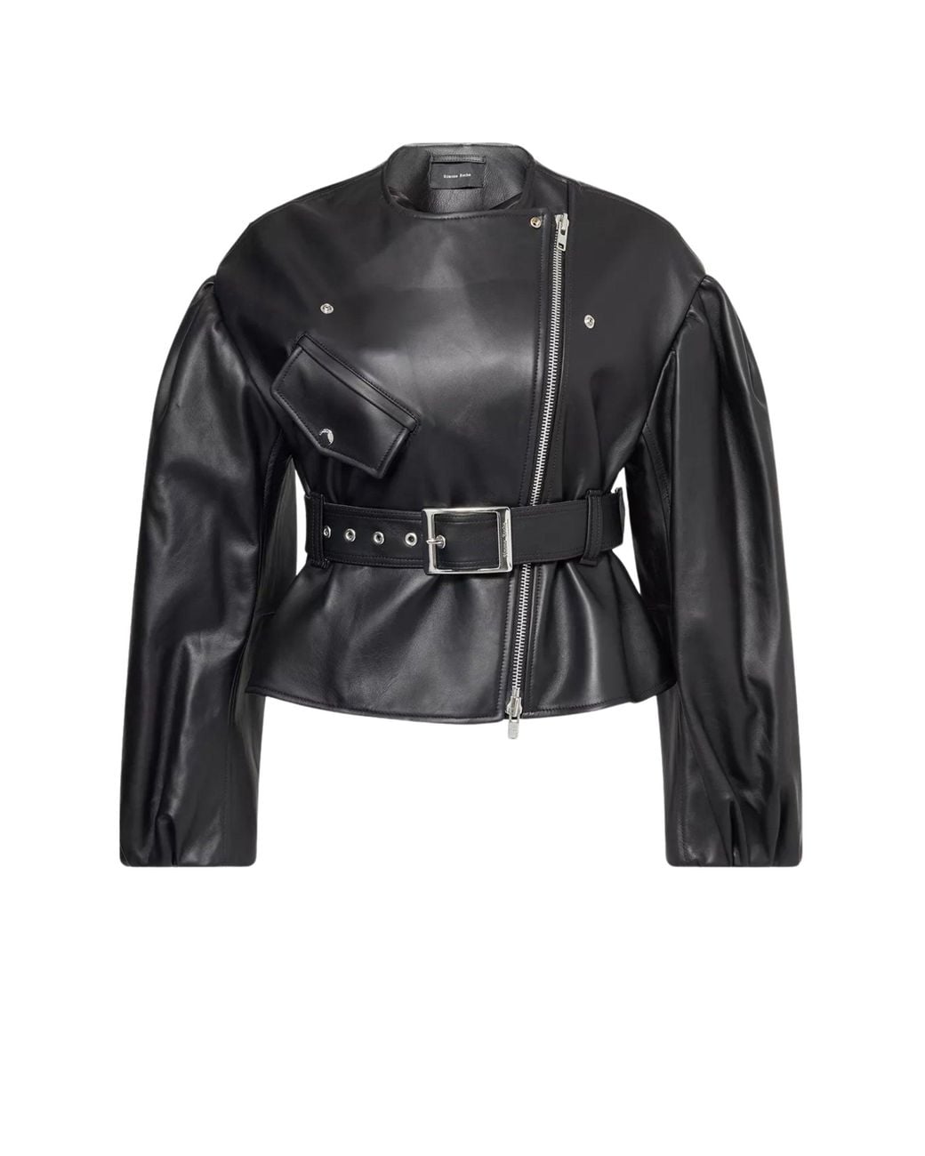 Simone Rocha Black Sculpted Cropped Leather Jacket