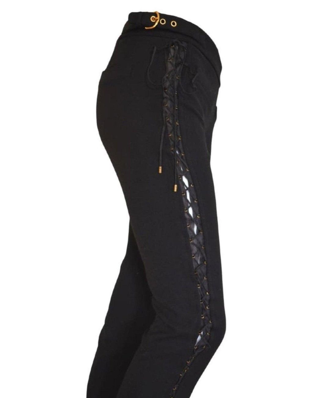 Emilio Pucci Black Criss Cross Peekaboo Leg Pants