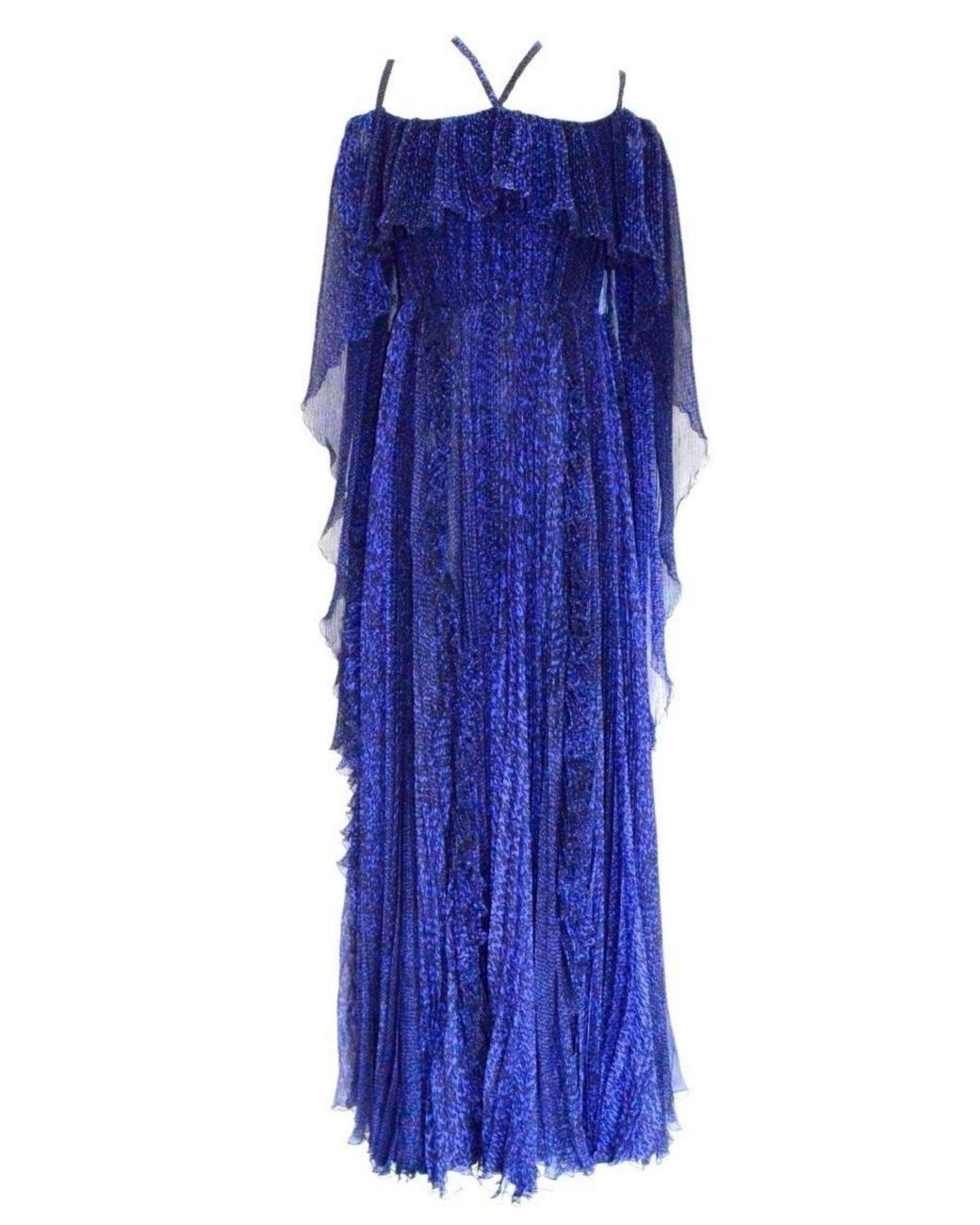 Ralph & Russo Blue Silk Ball Cape Gown