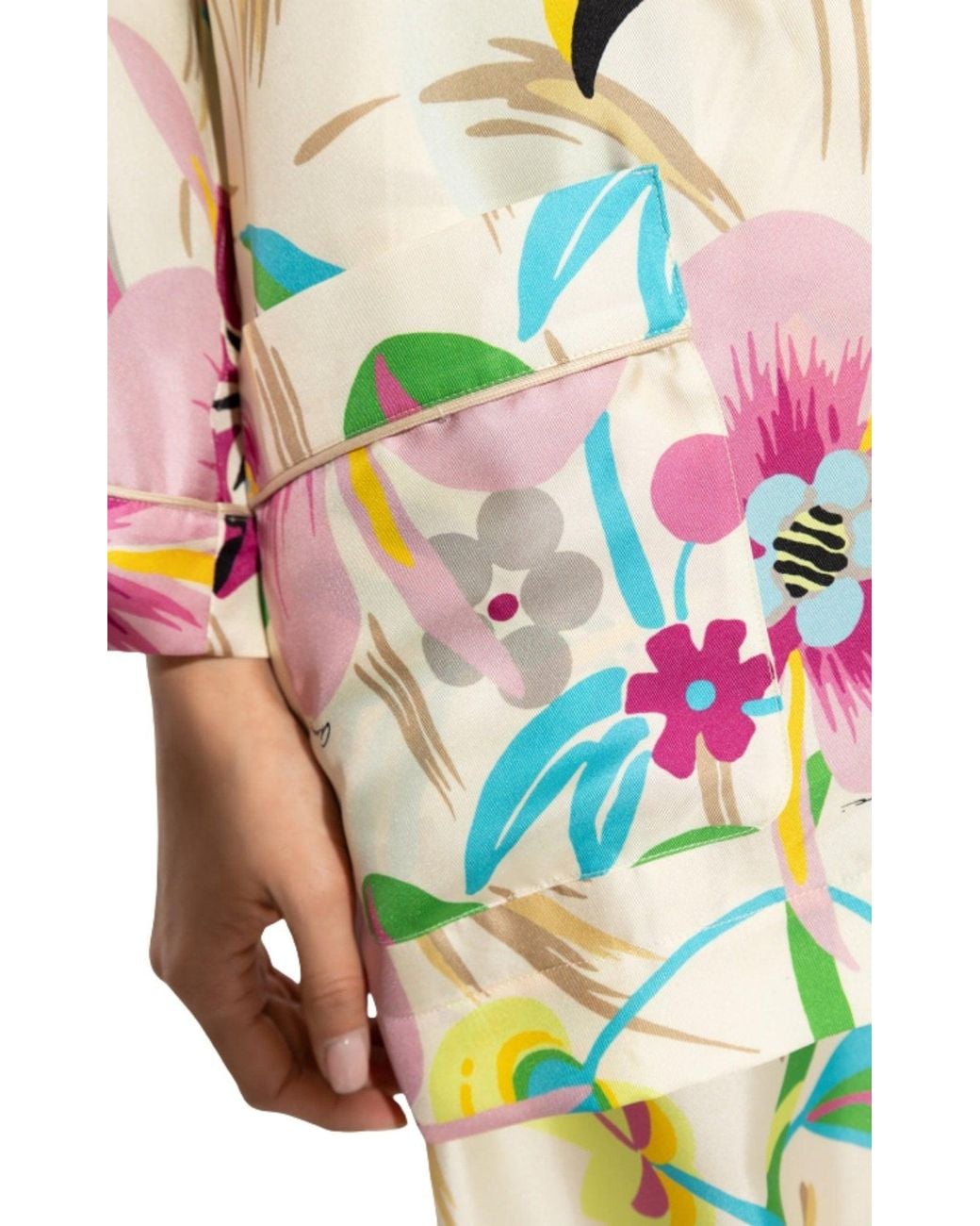 Gucci Green Floral Print Silk Oversized Shirt