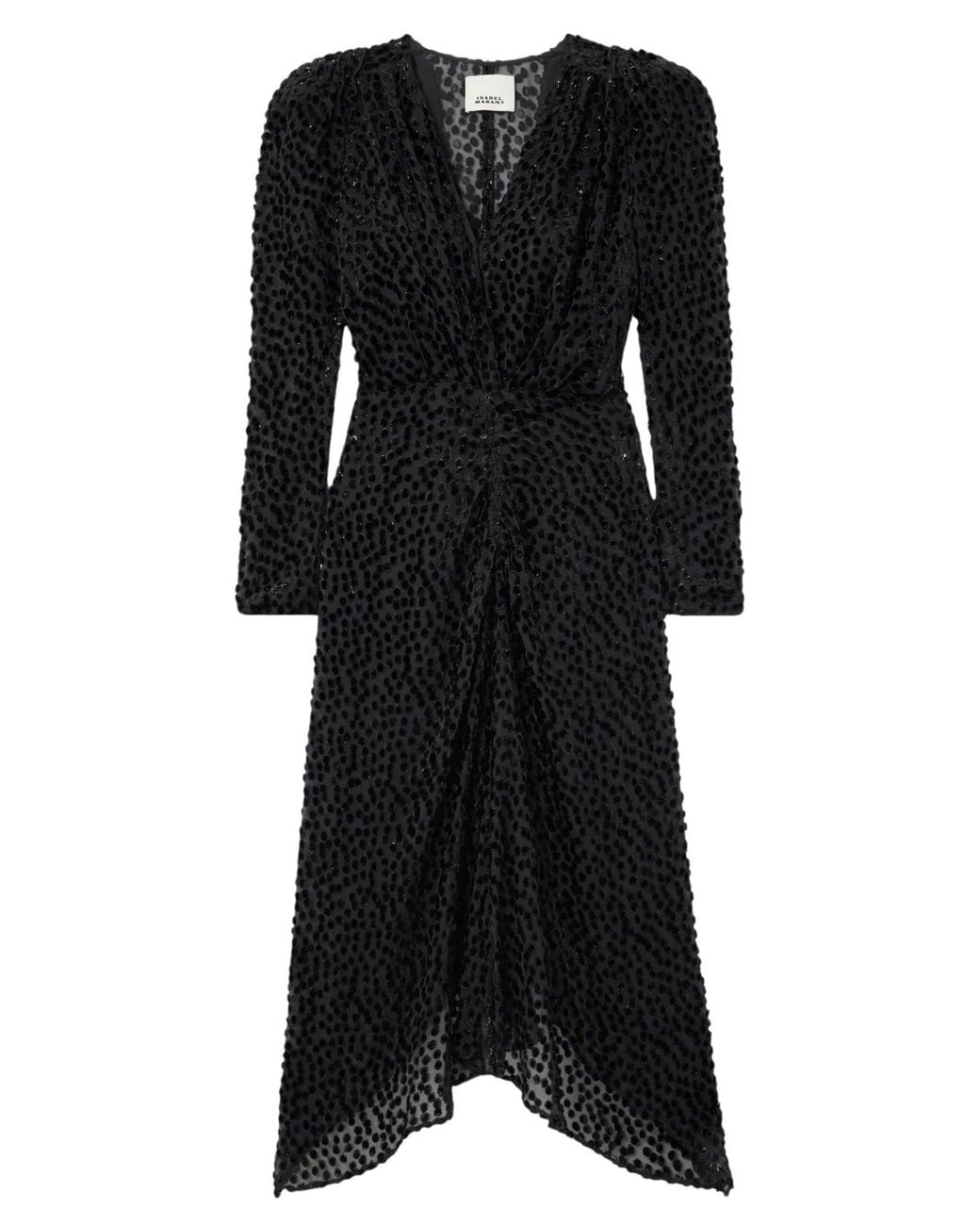 Isabel Marant Black Maray Metallic Printed Silk Midi Dress