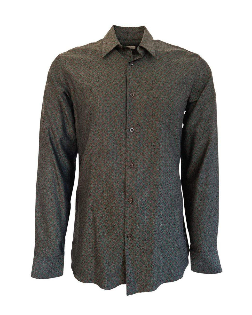 Dries Van Noten Curley Print Green Cotton Shirt for men