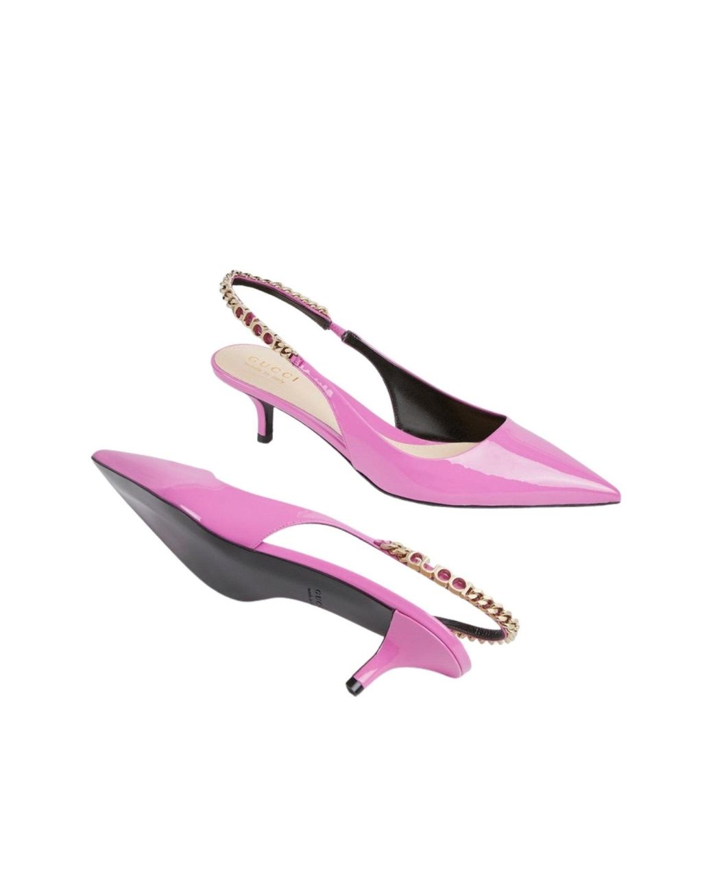 Gucci Pink Signoria Patent Leather Slingback Pumps