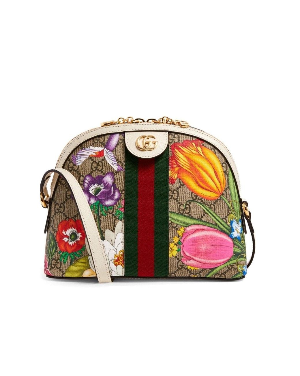 Gucci White Small Ophidia Flora Shoulder Bag It