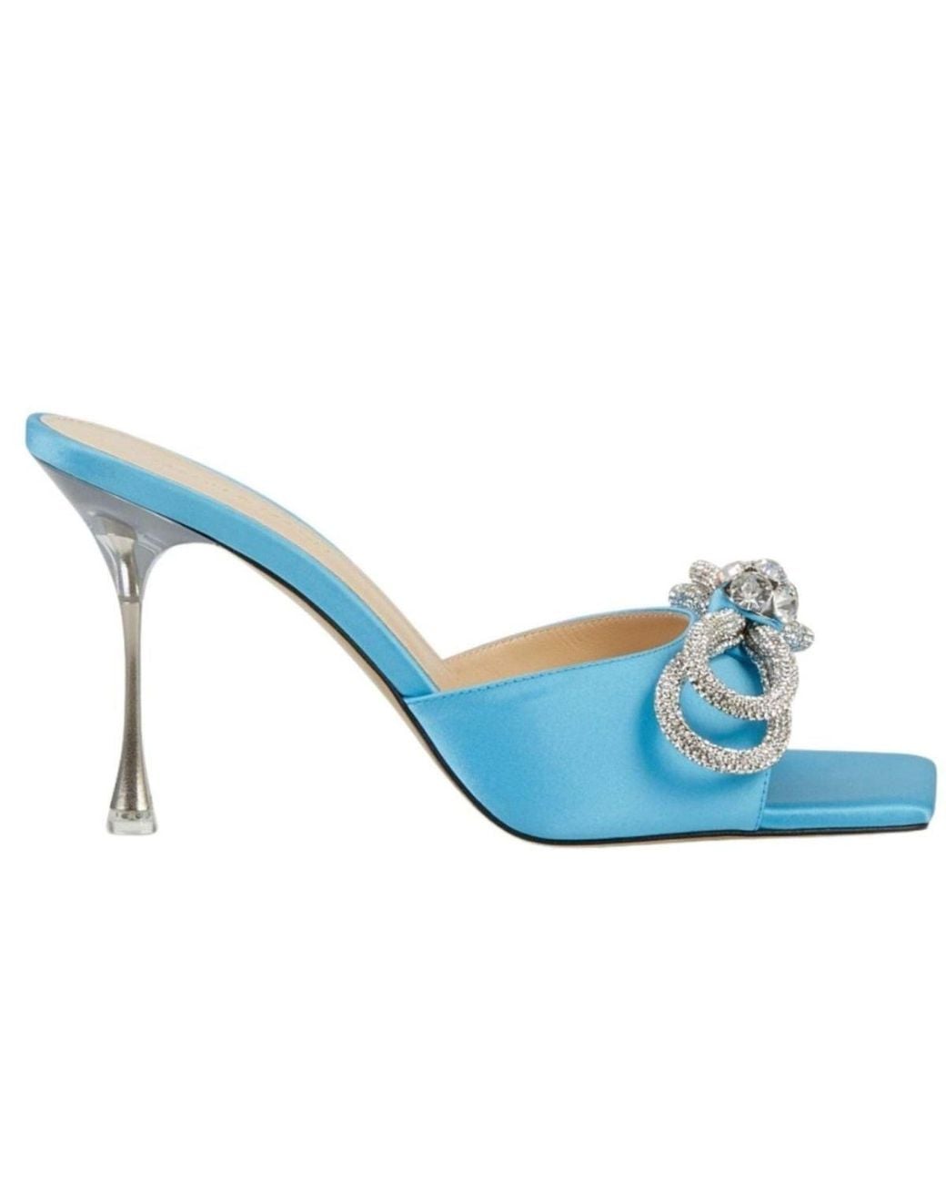 Mach & Mach Blue Double Bow Square Toe Mules