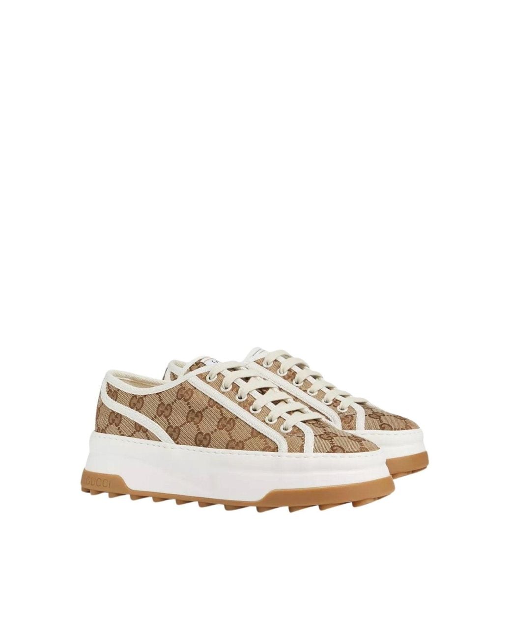 Gucci White GG Canvas Platform Sneaker In Beige