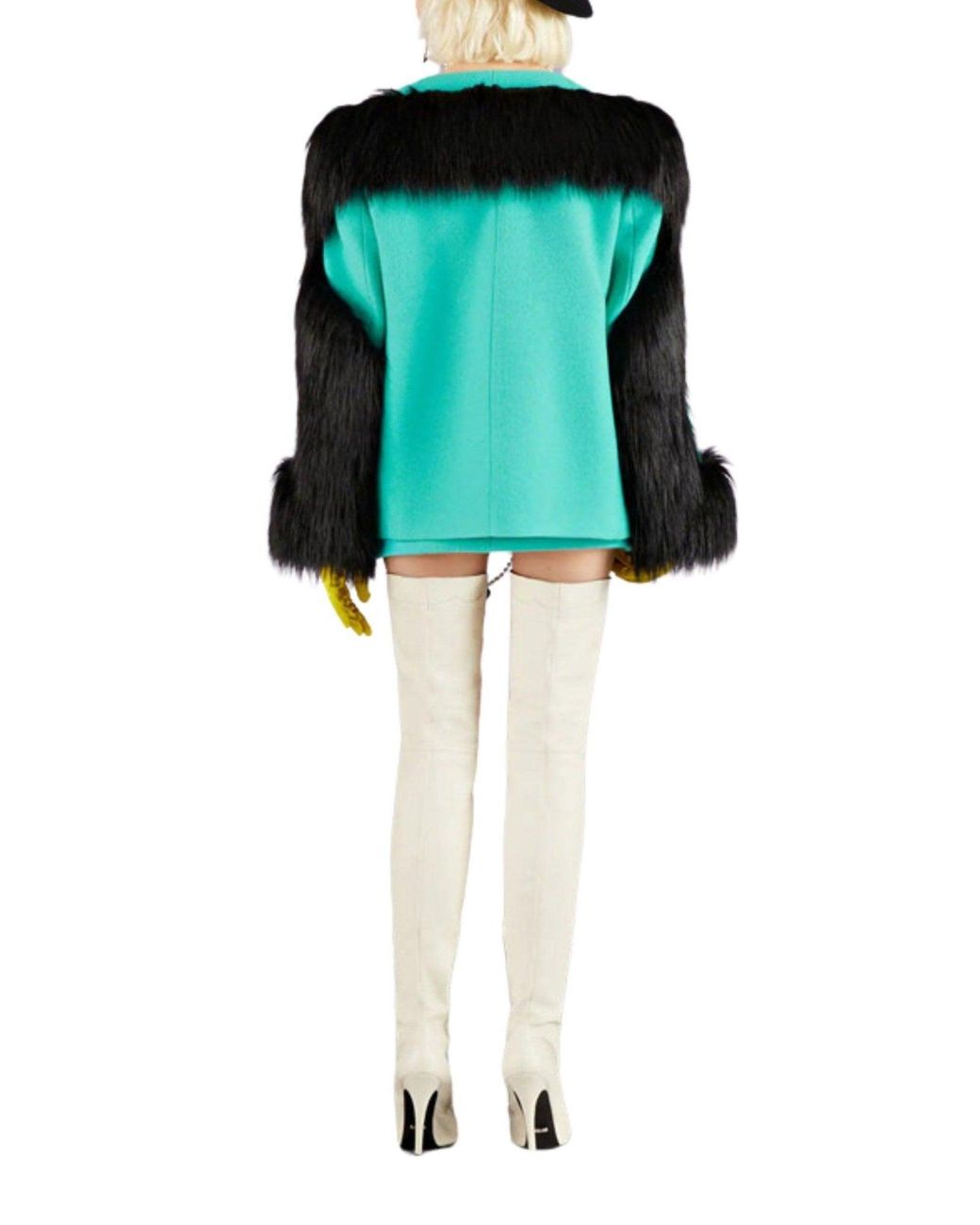Gucci Green Fur-trimmed Double-breasted Wool Runway Jacket