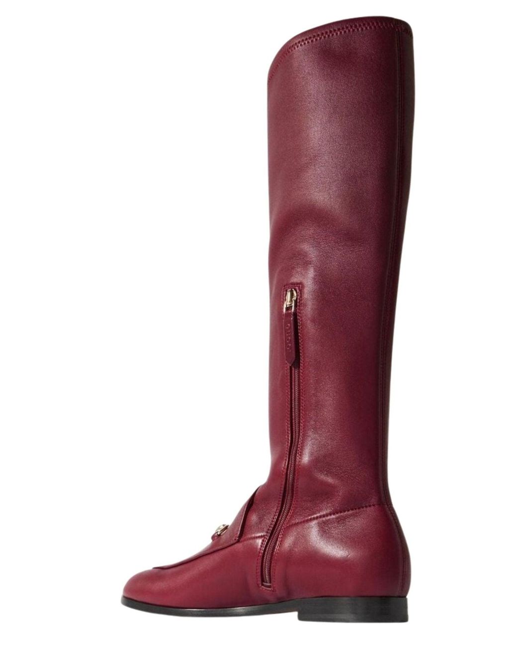 Gucci Red Jordaan Burgundy Leather Knee-high Boots