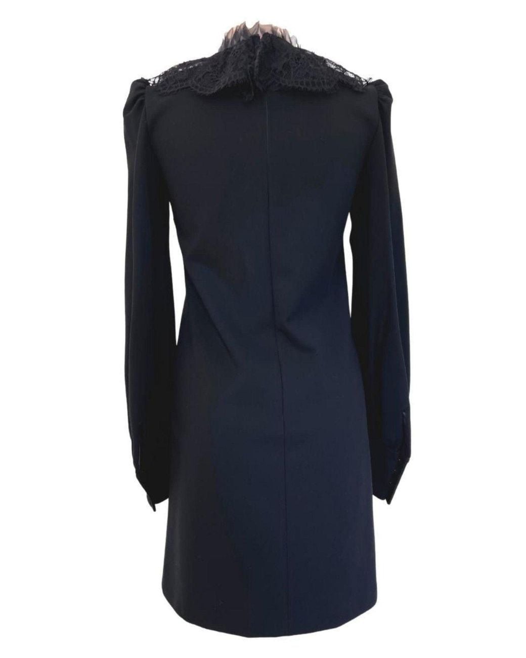 Gucci Blue Black Ruffle Lace Mini Dress