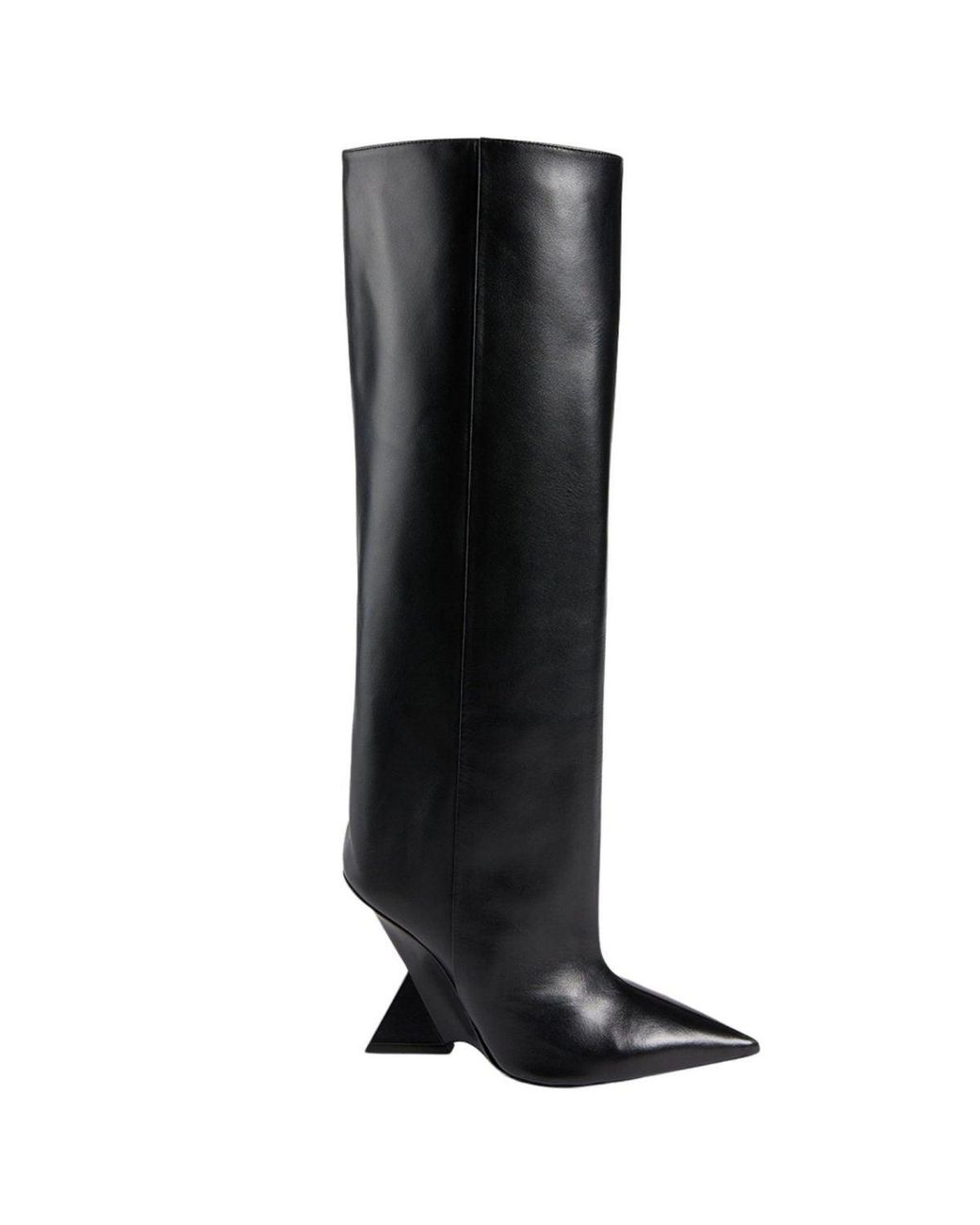The Attico Black Cheope Leather Wedge Knee-high Boots