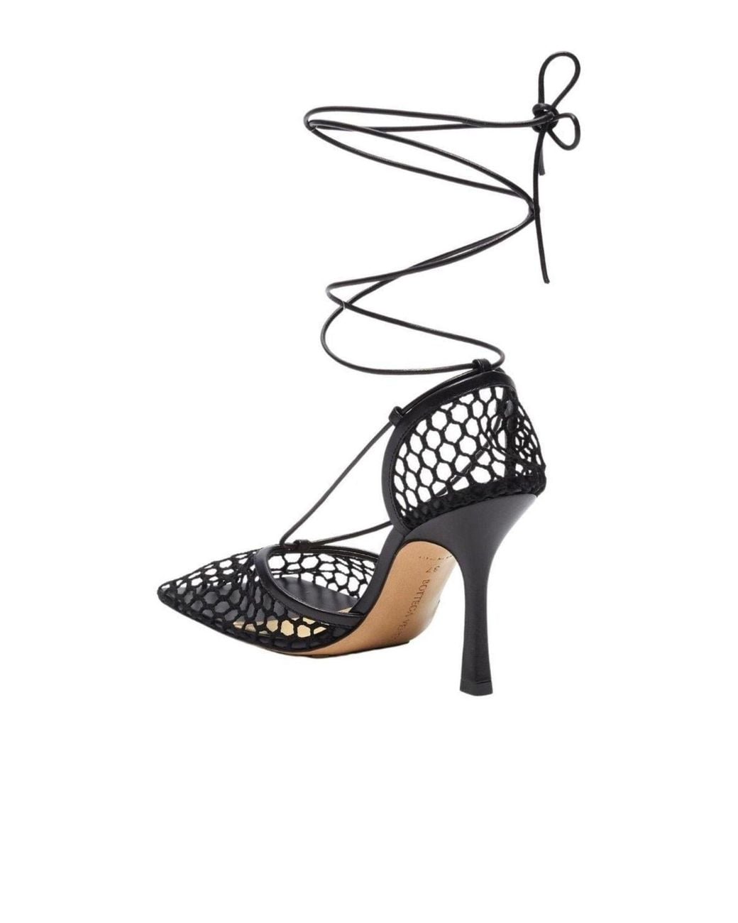 Bottega Veneta Black Fishnet Mesh Leather Sandal