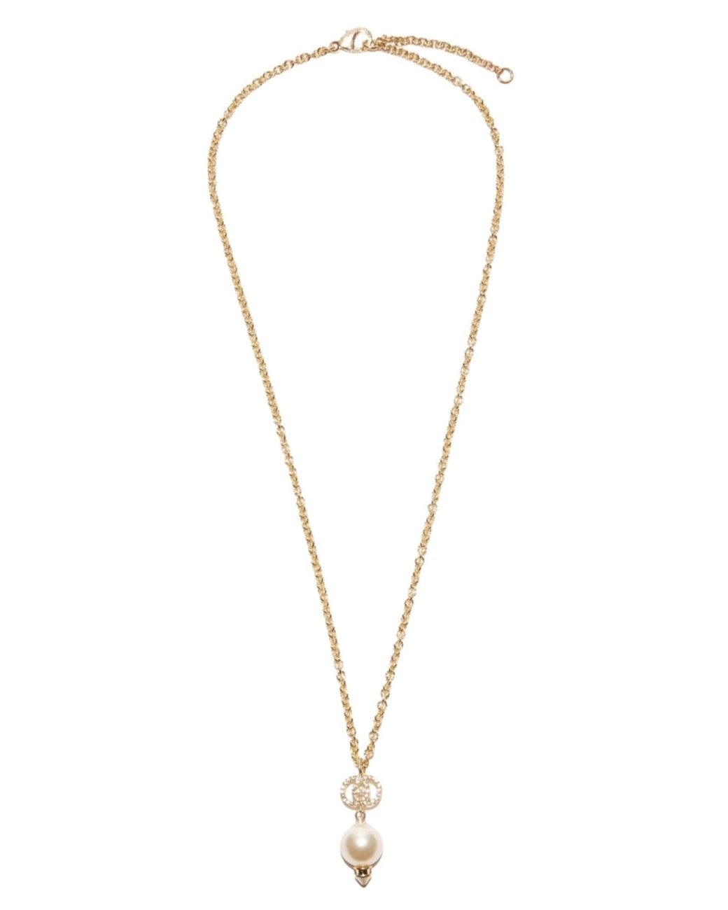 Gucci Metallic Interlocking G Pearl Crystal Necklace