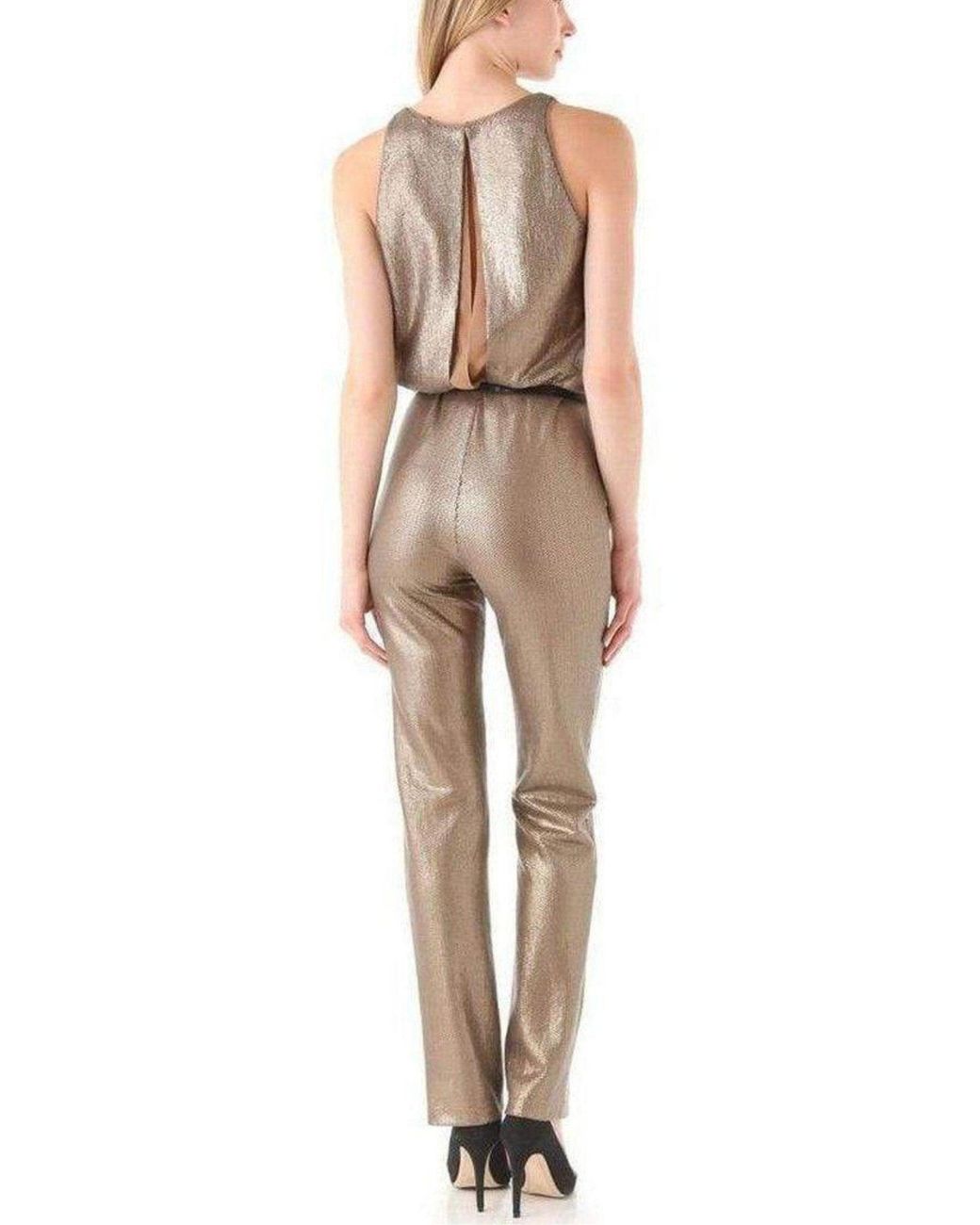 BCBGMAXAZRIA Metallic Lowe Sequin Jumpsuit