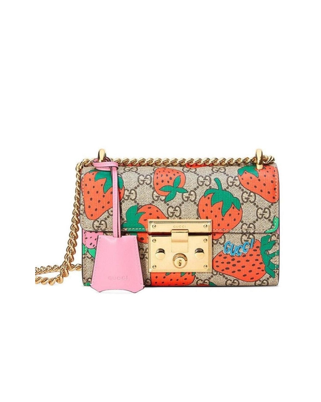 Gucci Red Padlock Gg Strawberry Small Shoulder Bag