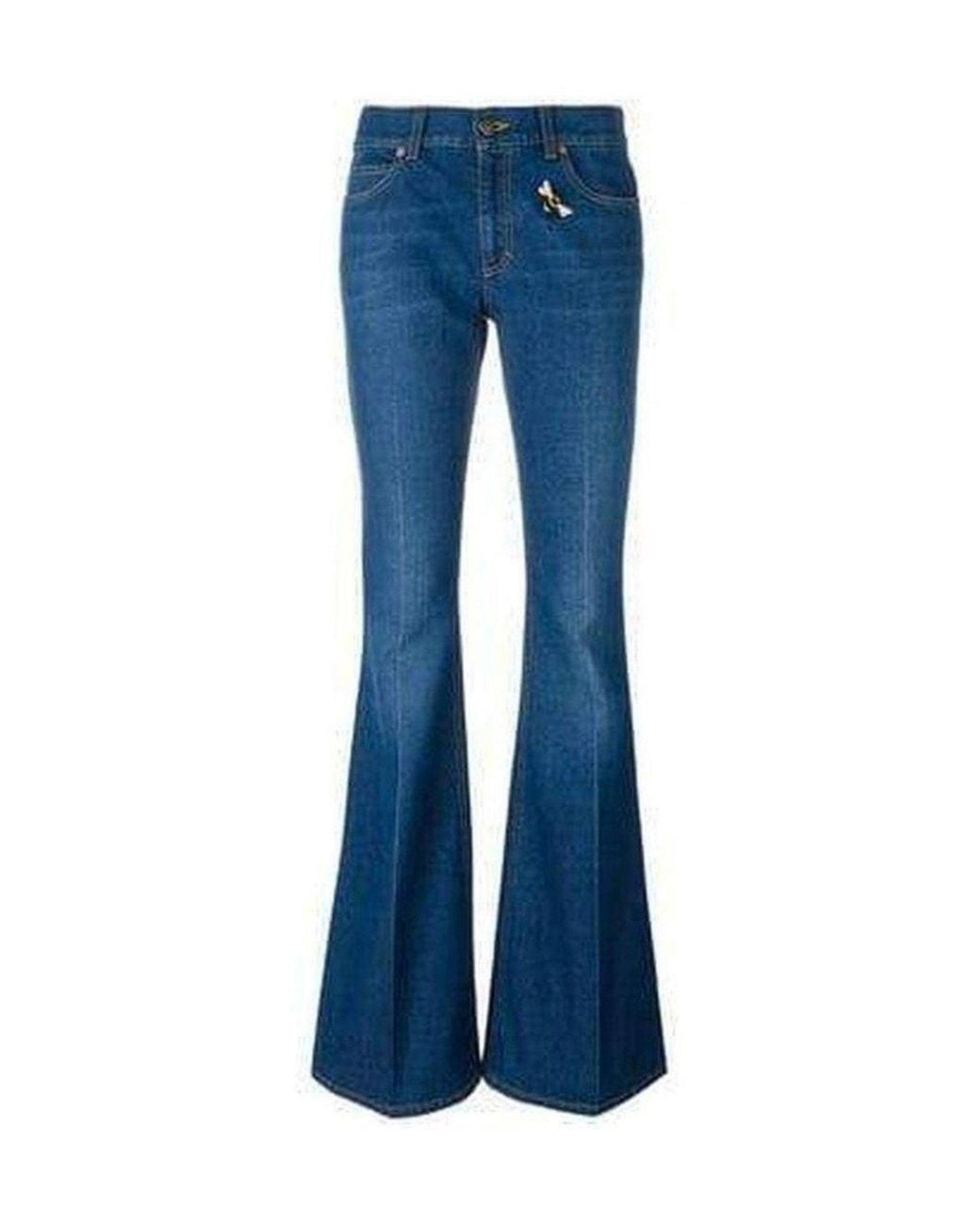 Gucci Blue Bee & Butterfly Patches Jeans
