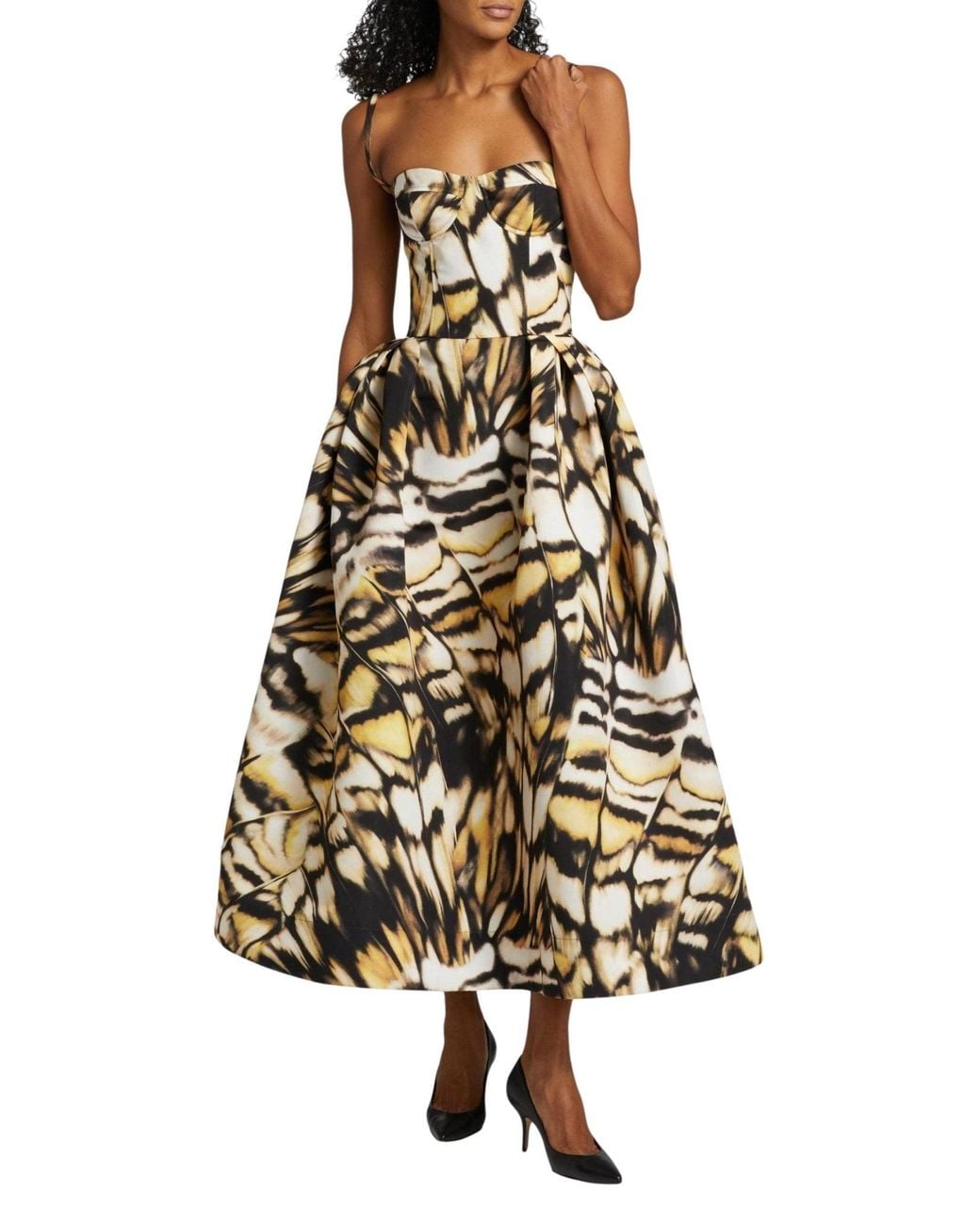 Oscar de la Renta Multicolor Abstract Butterfly Faille Dress
