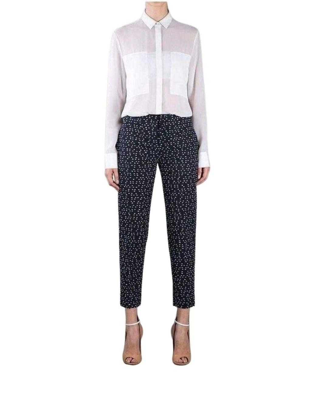 Chloé Blue Wool Blend Pattern Trousers