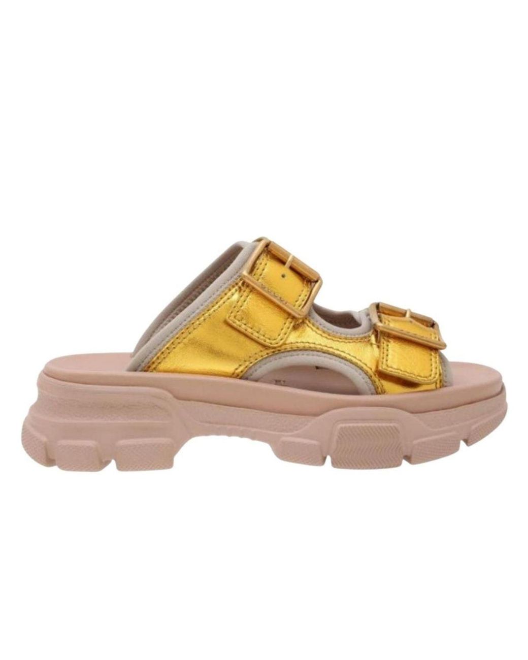 Gucci Multicolor Leather Chunky Slide Sandals