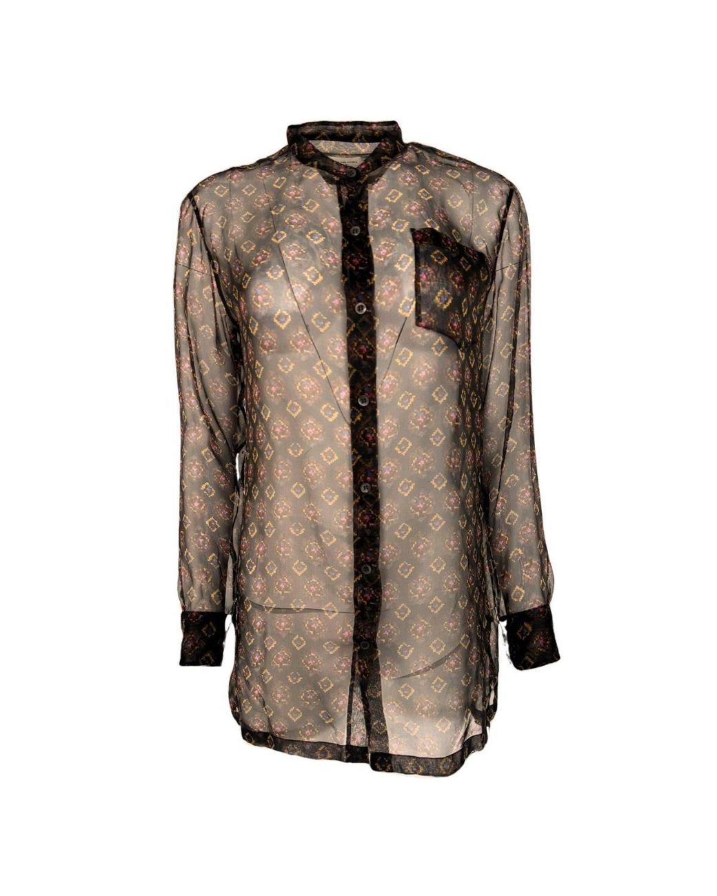 Dries Van Noten Brown Chiffon Tunic Blouse