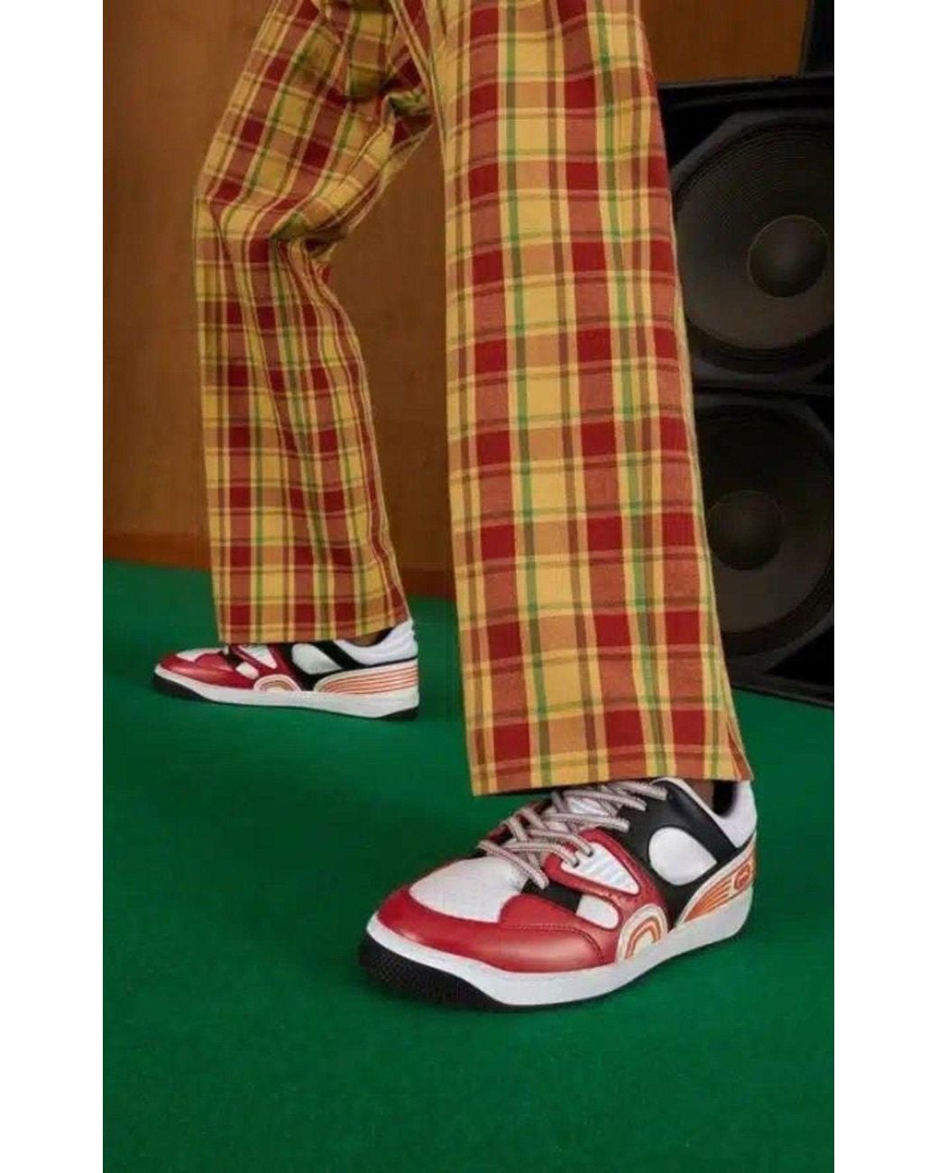 Gucci Red Basket Lace-up Sneakers - Men's for men