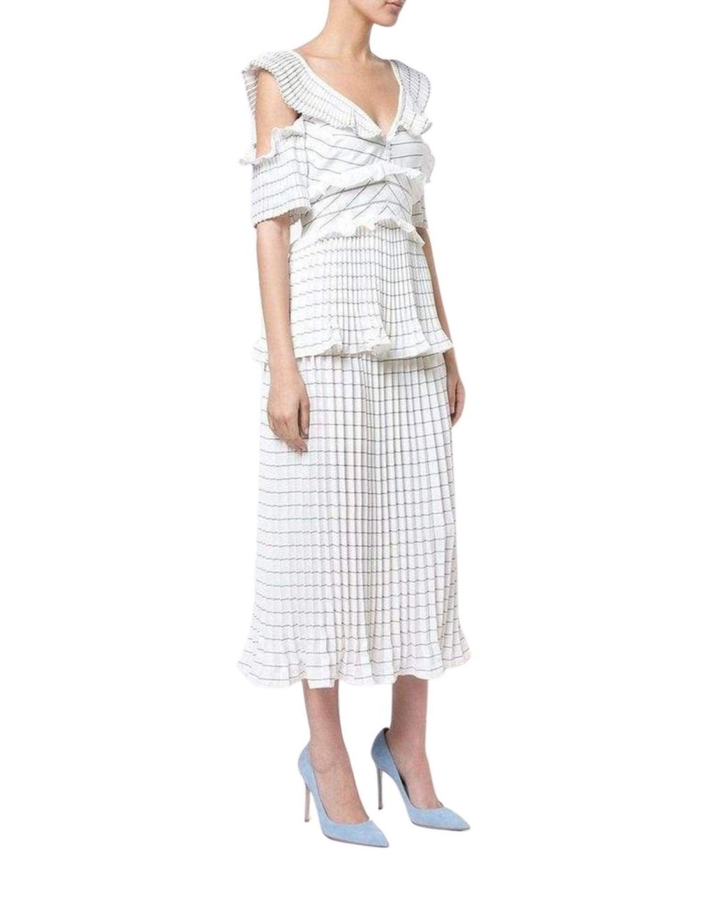 Self-Portrait White Monochrome Stripe Dress