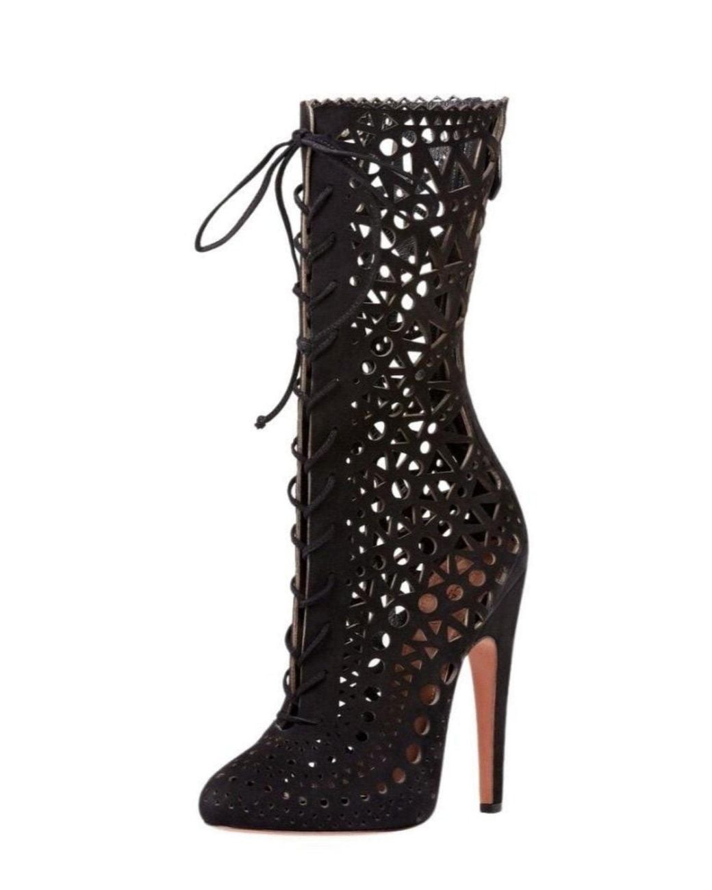 Alaïa Black Mid Calf Stiletto Boots