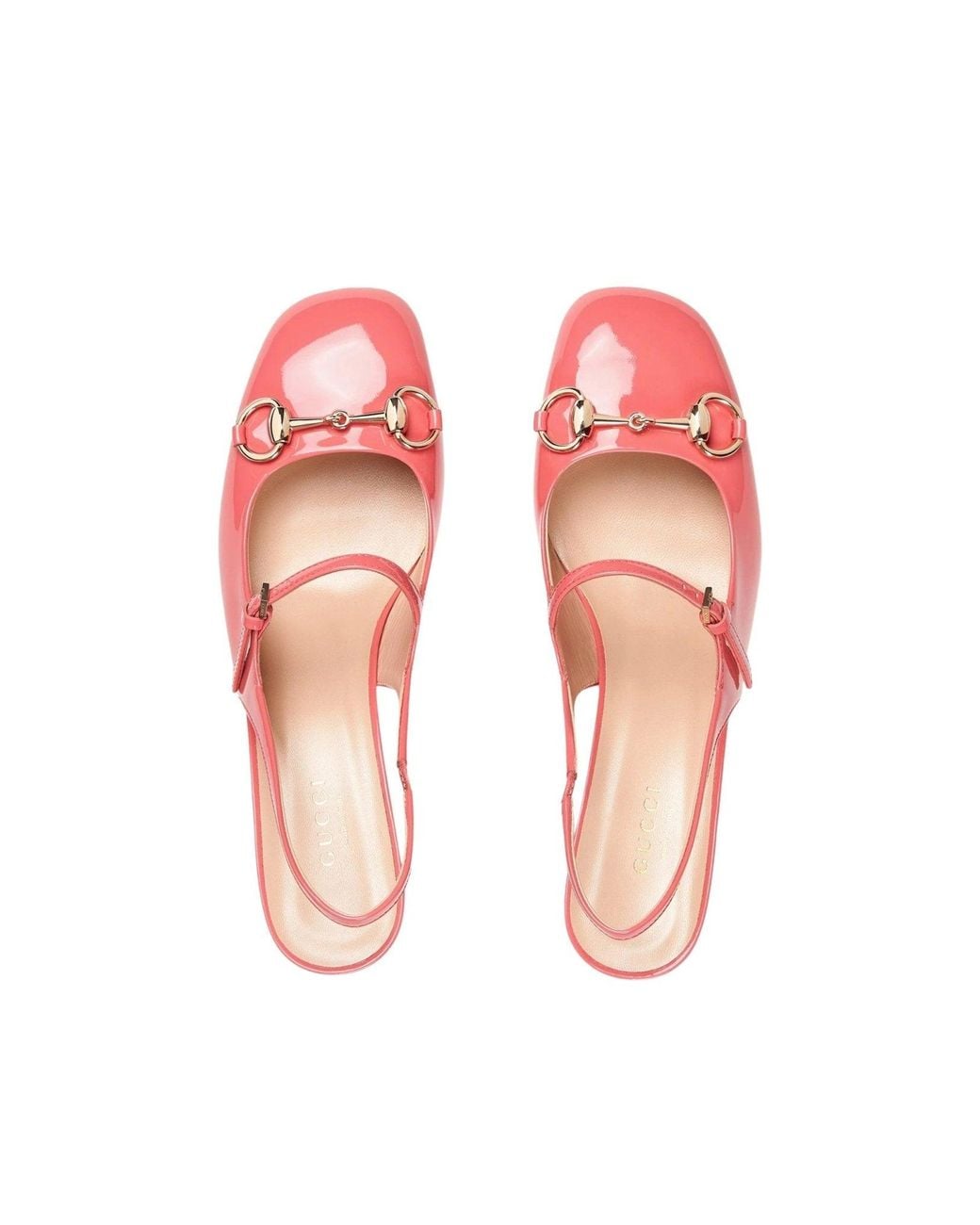 Gucci Pink Horsebit 55 Patent Leather Slingback Pumps