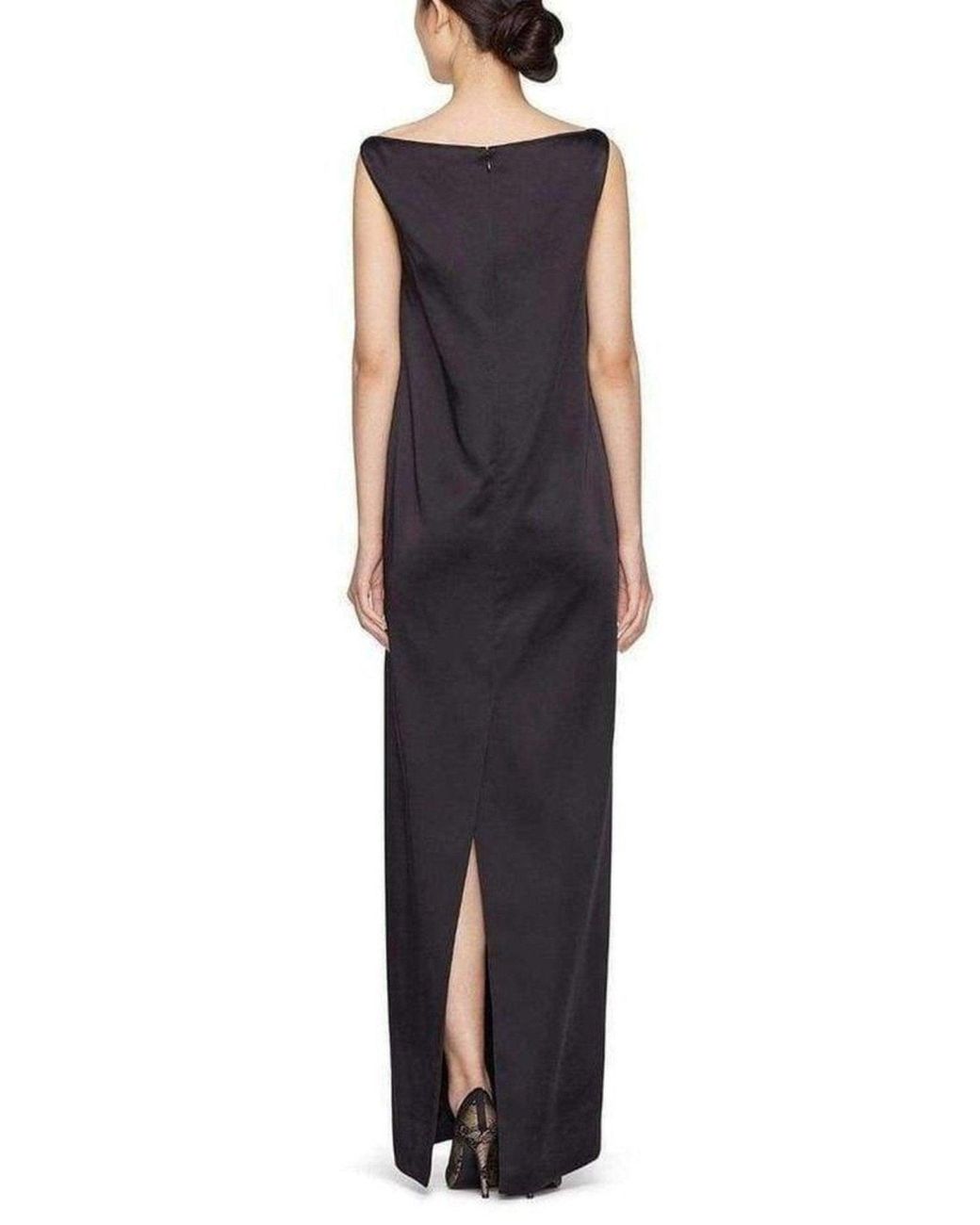 Nina Ricci Blue Sleeveless Black Satin Maxi Gown