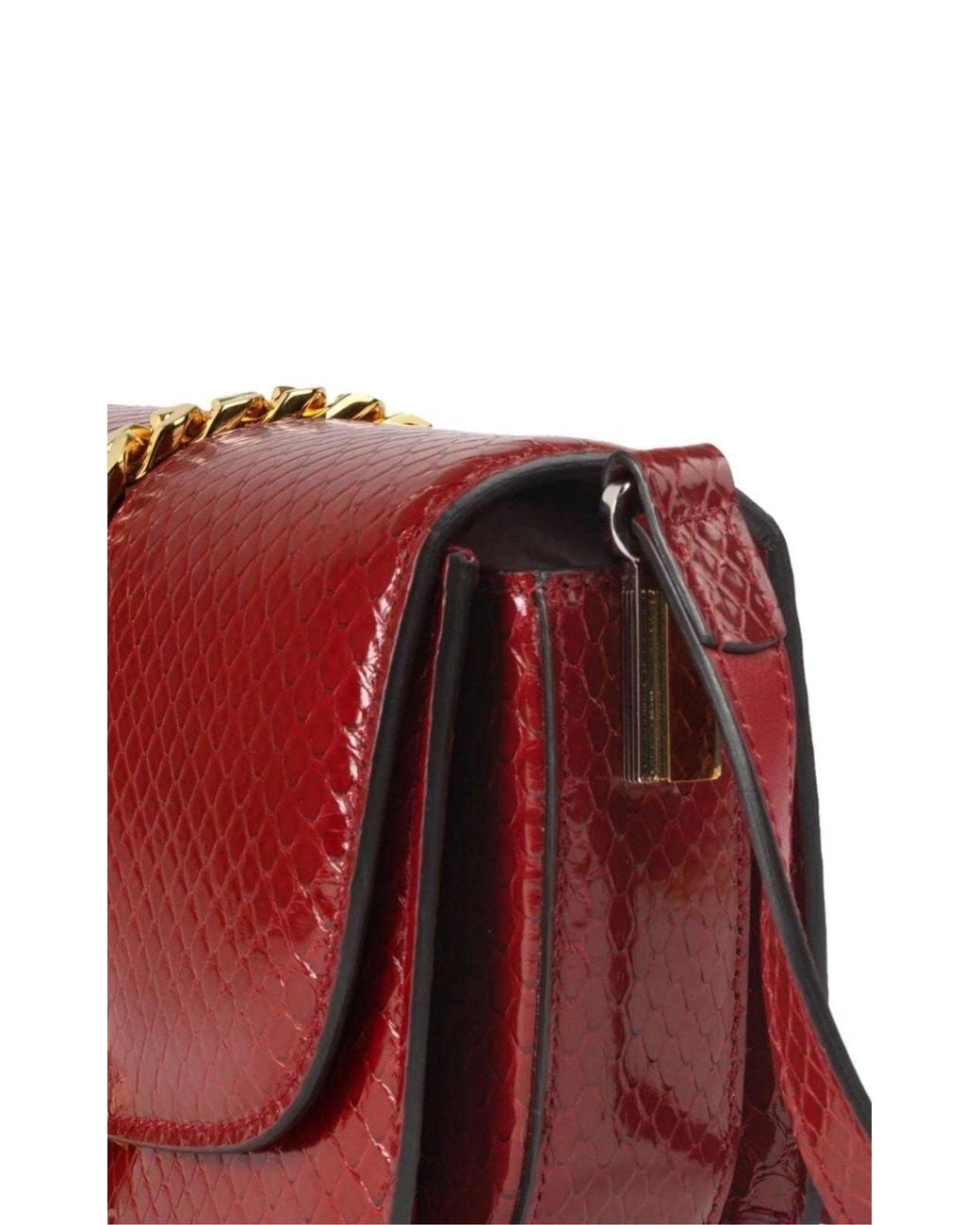 Gucci Red Sylvie 1969 Python Mini Shoulder Bag