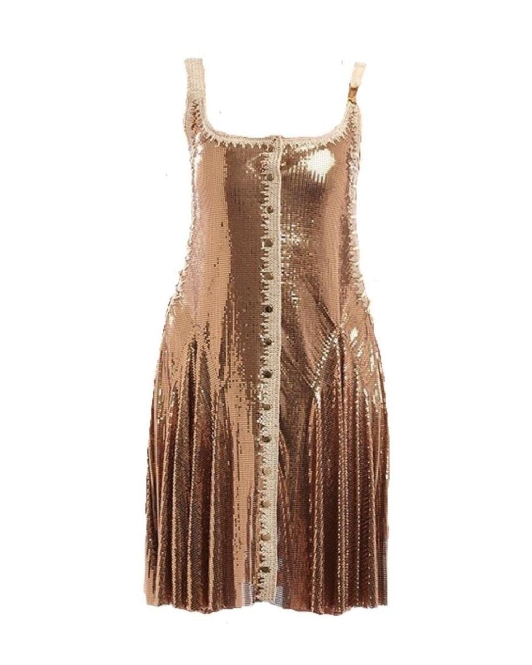 Rabanne Brown Gold Chainmail Dress