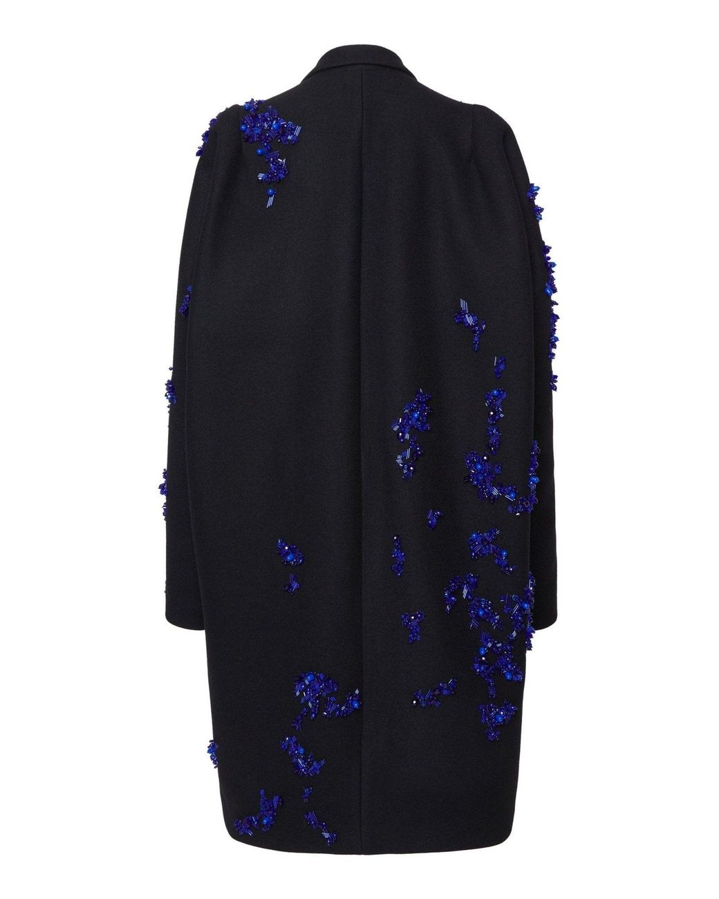 Dries Van Noten Blue Rinky Embroidered Wool-blend Cocoon Coat