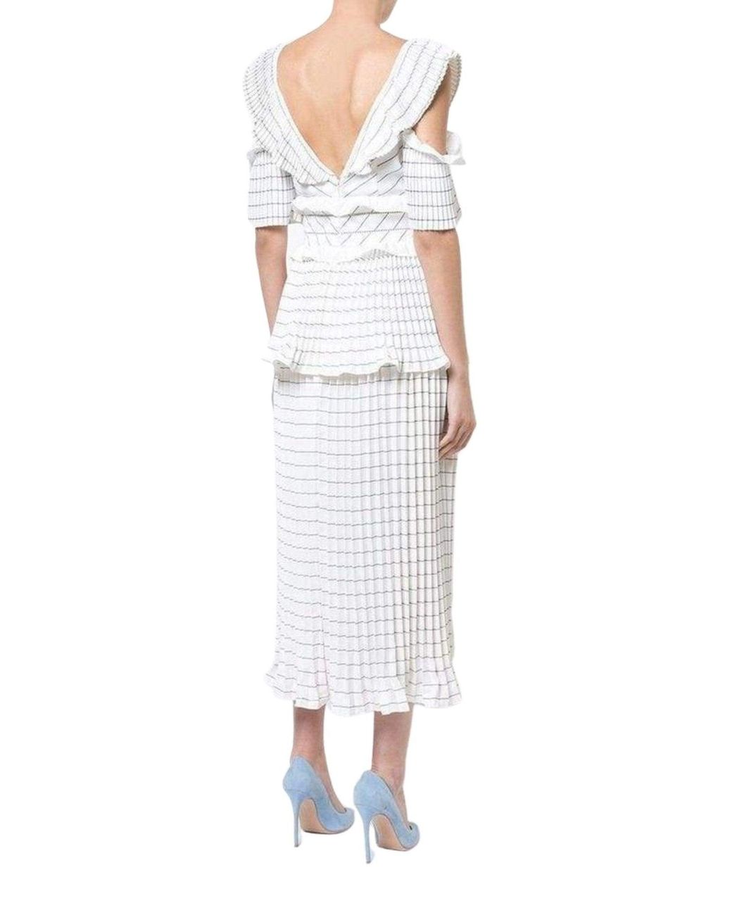 Self-Portrait White Monochrome Stripe Dress