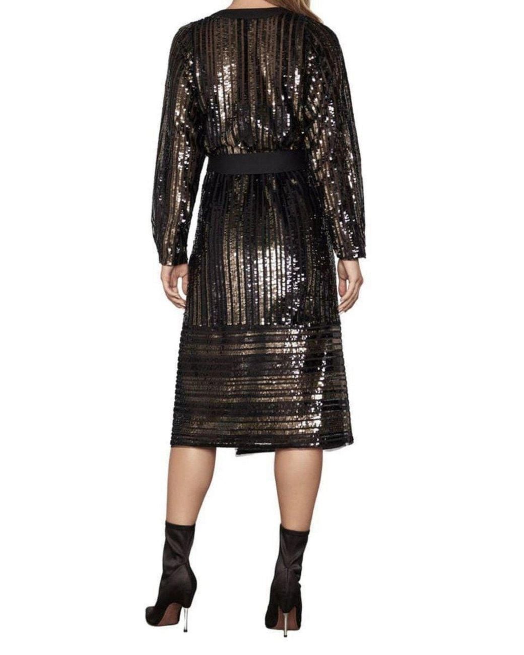 BCBGMAXAZRIA Black Sequin Wrap Dress