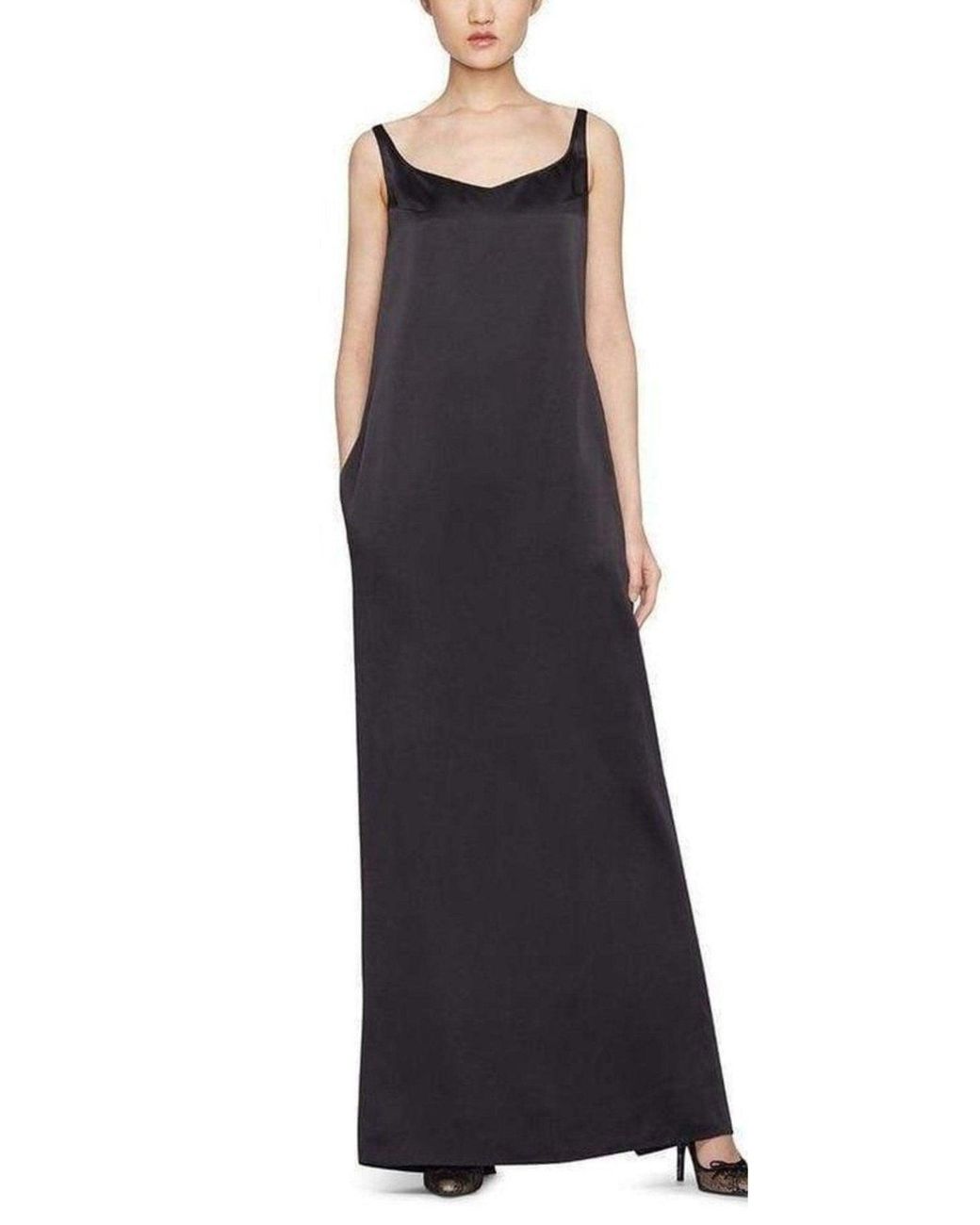 Nina Ricci Blue Sleeveless Black Satin Maxi Gown