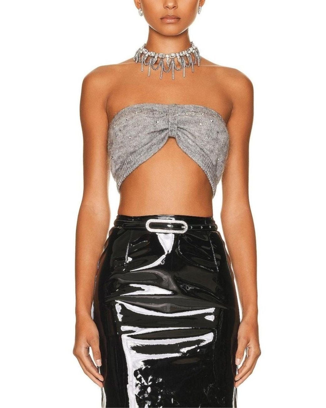 Alessandra Rich White Crystal-layered Choker Necklace