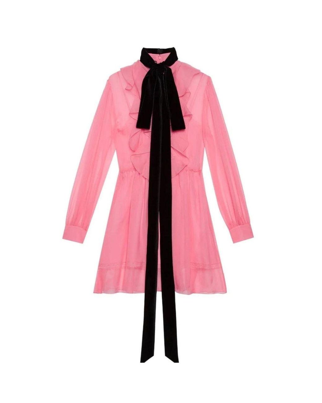 Gucci Red Velvet Ties Silk-chiffon Dress