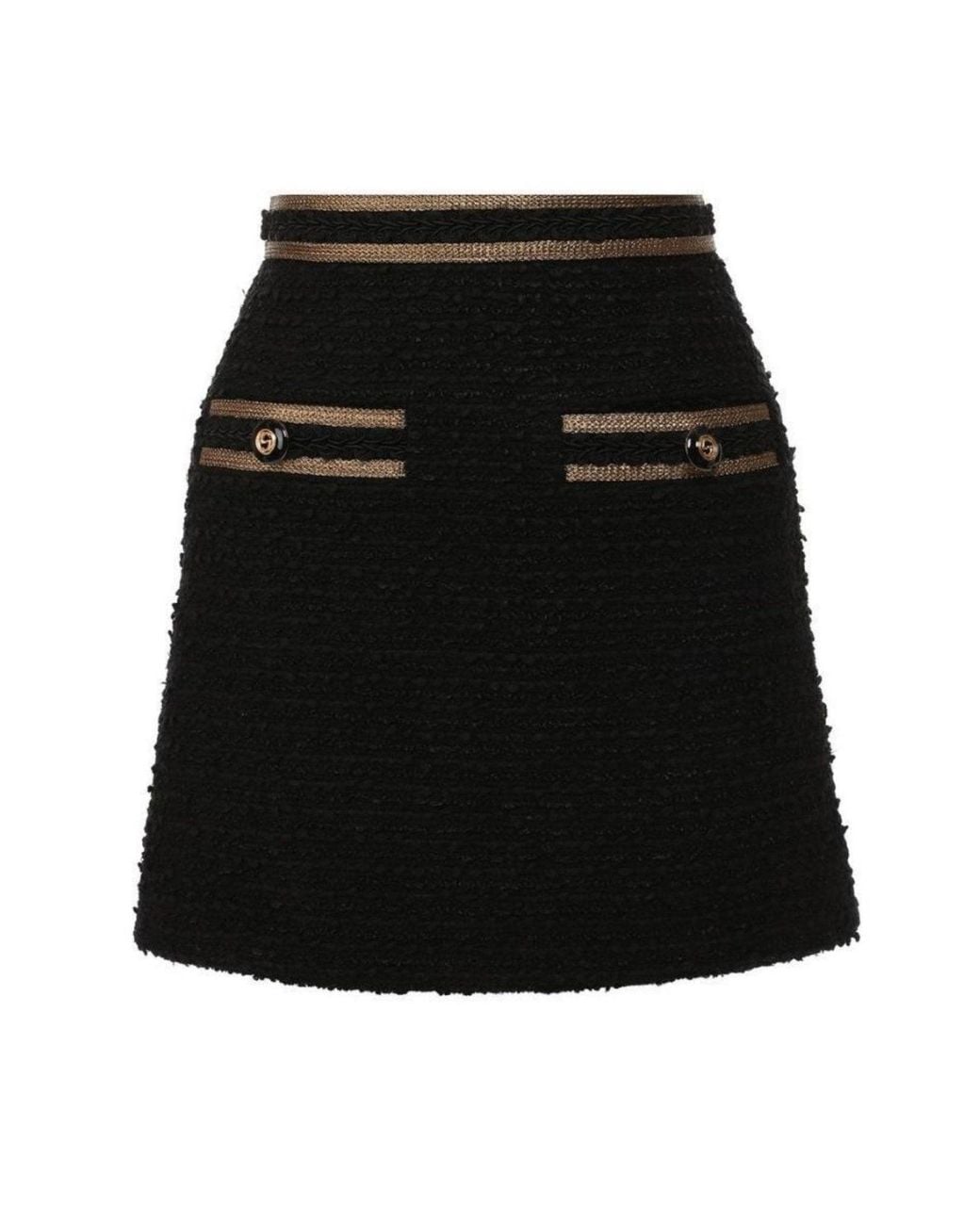 Gucci Black Metallic-trimmed Cotton-blend Tweed Mini Skirt