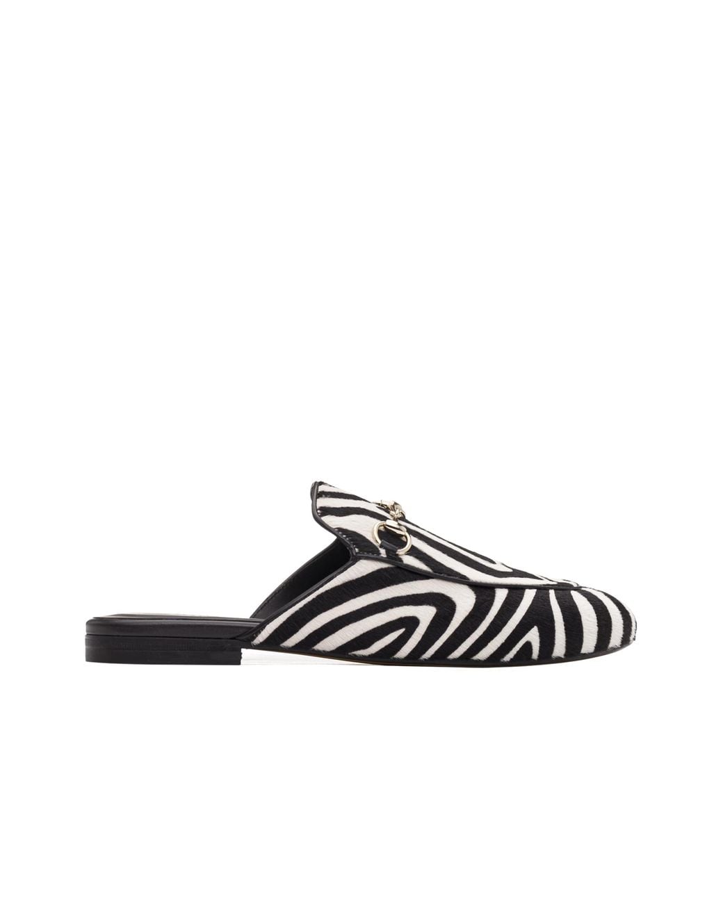 Gucci Black Princetown Zebra-print Calf Hair Horsebit Mules