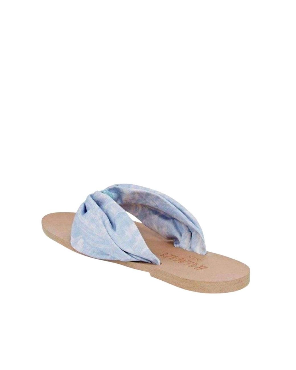 Balmain Blue Leather Thong Flat Sandals