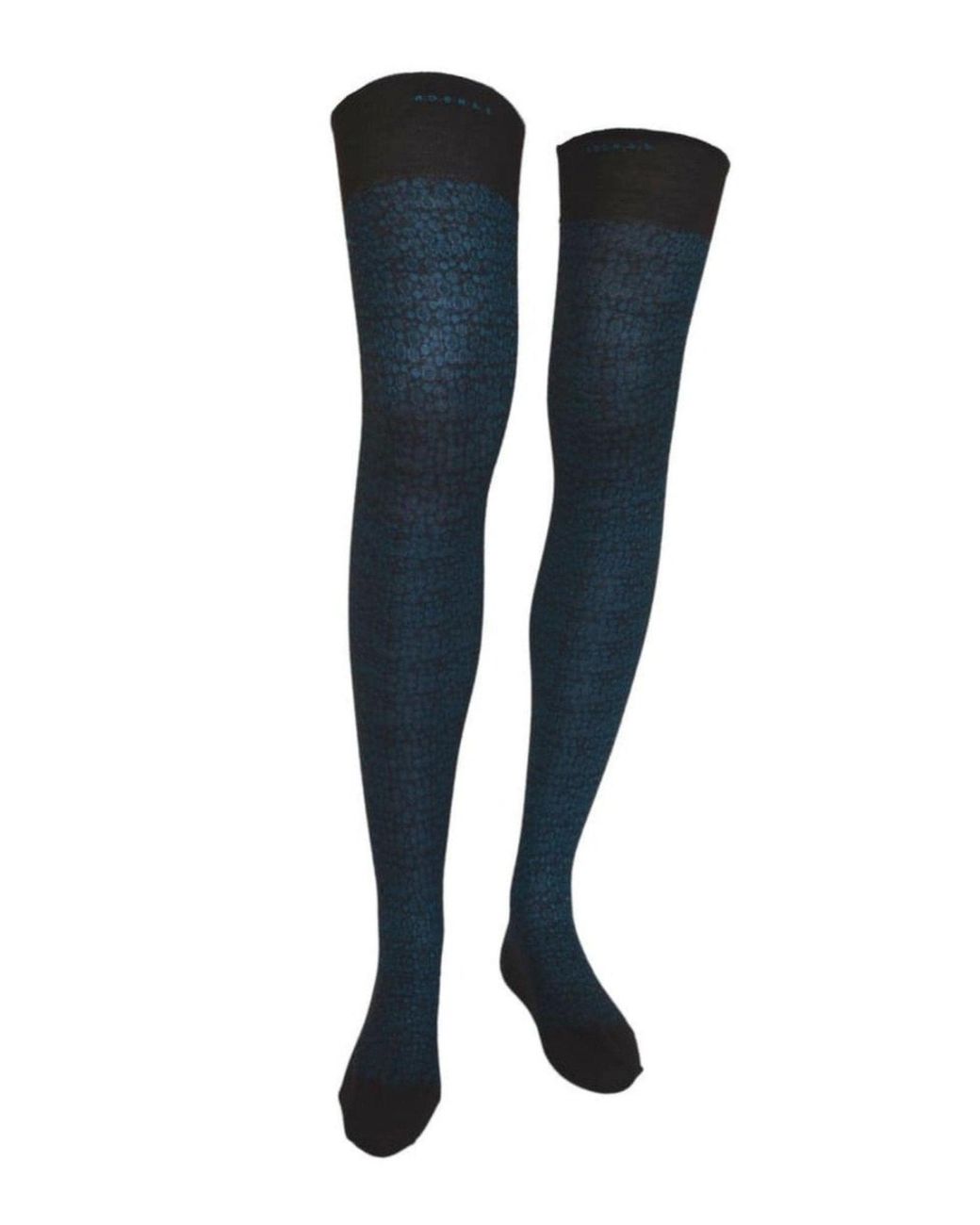 Rochas Blue Merino Wool Luxurious Logo Stockings