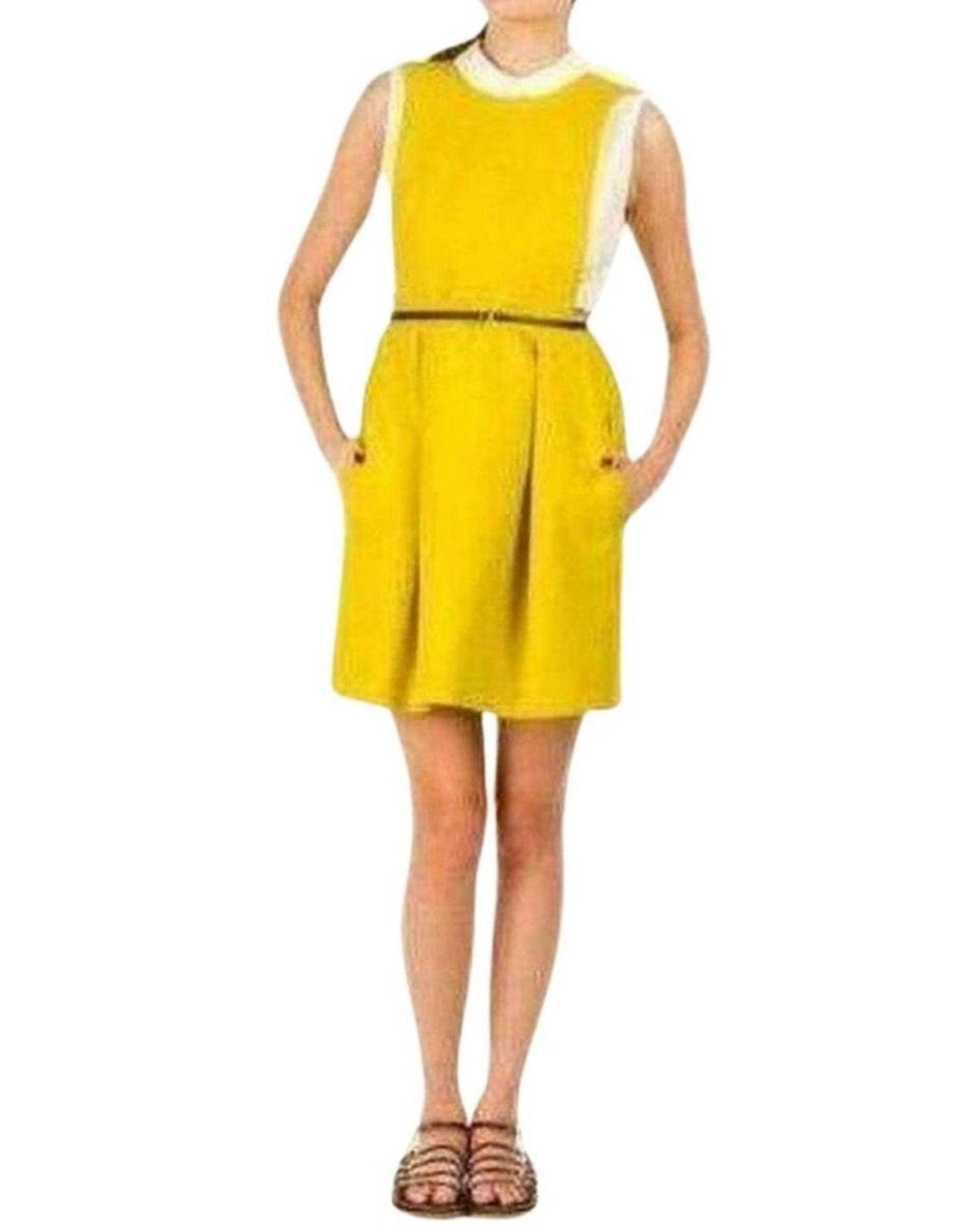 Carven Yellow Open Back Pinafore Dress