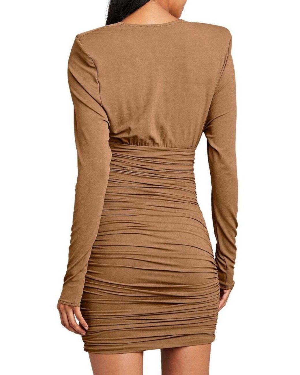 Alexandre Vauthier Brown Draped Jersey Cowl Neck Mini Dress