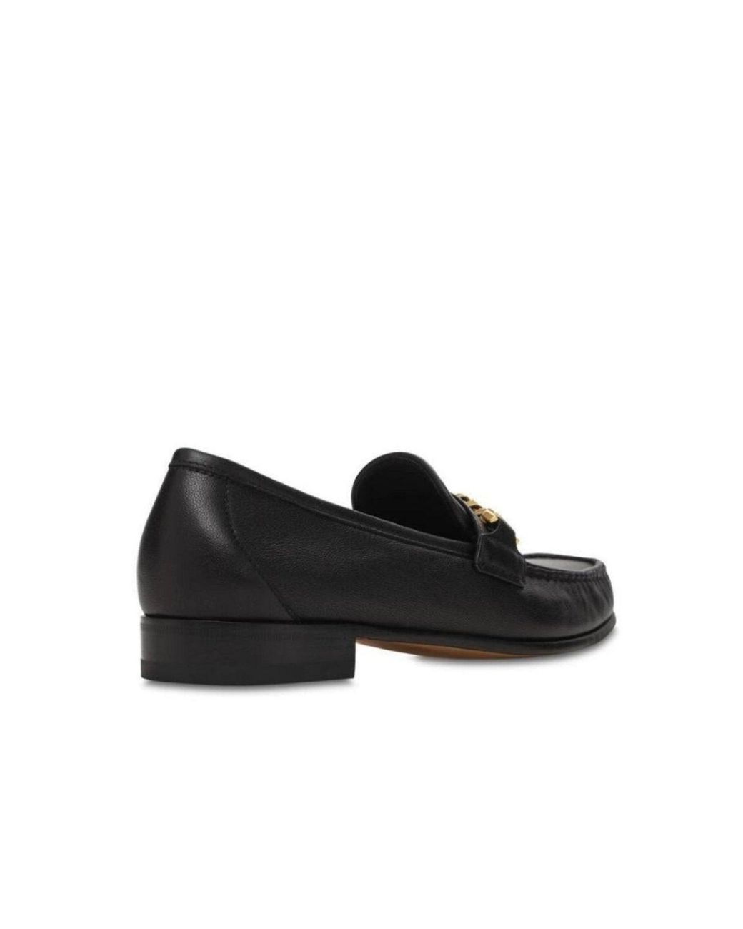 Gucci Black Leather Sylvie Chain Loafers