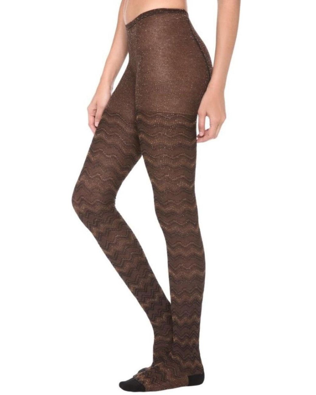 Missoni Multicolor Metallic Shimmer Zigzag Tights