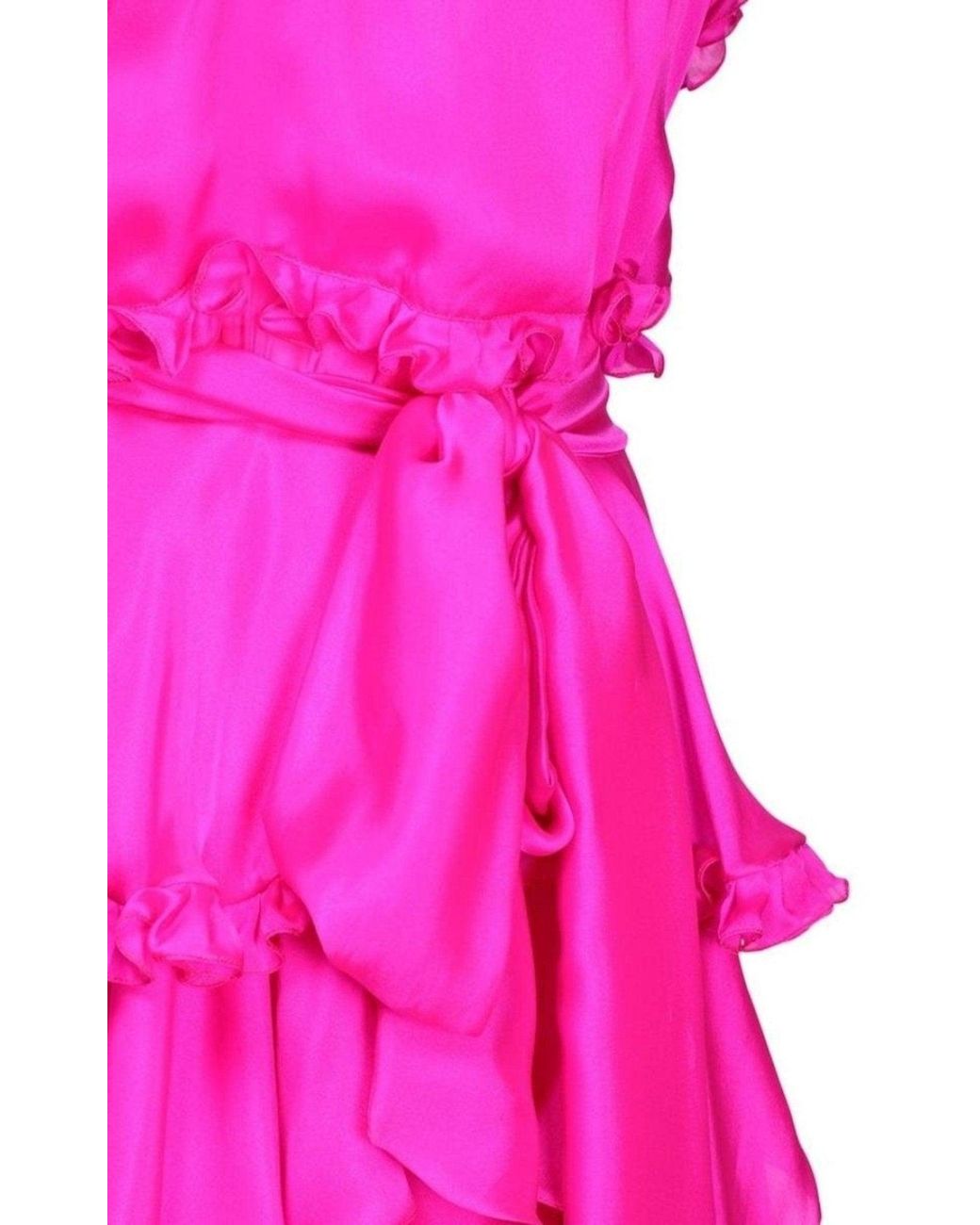 Alexandre Vauthier Pink Silk Chiffon Ruffled Knee Length Dress