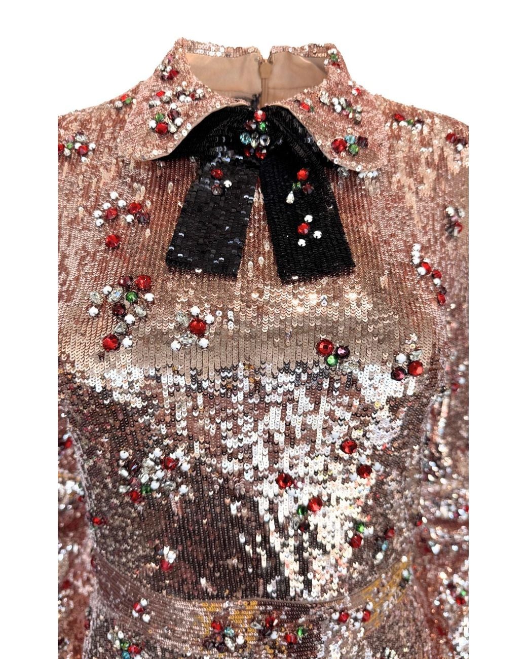 Gucci Brown Sequins With Crystal Embroidered Dress