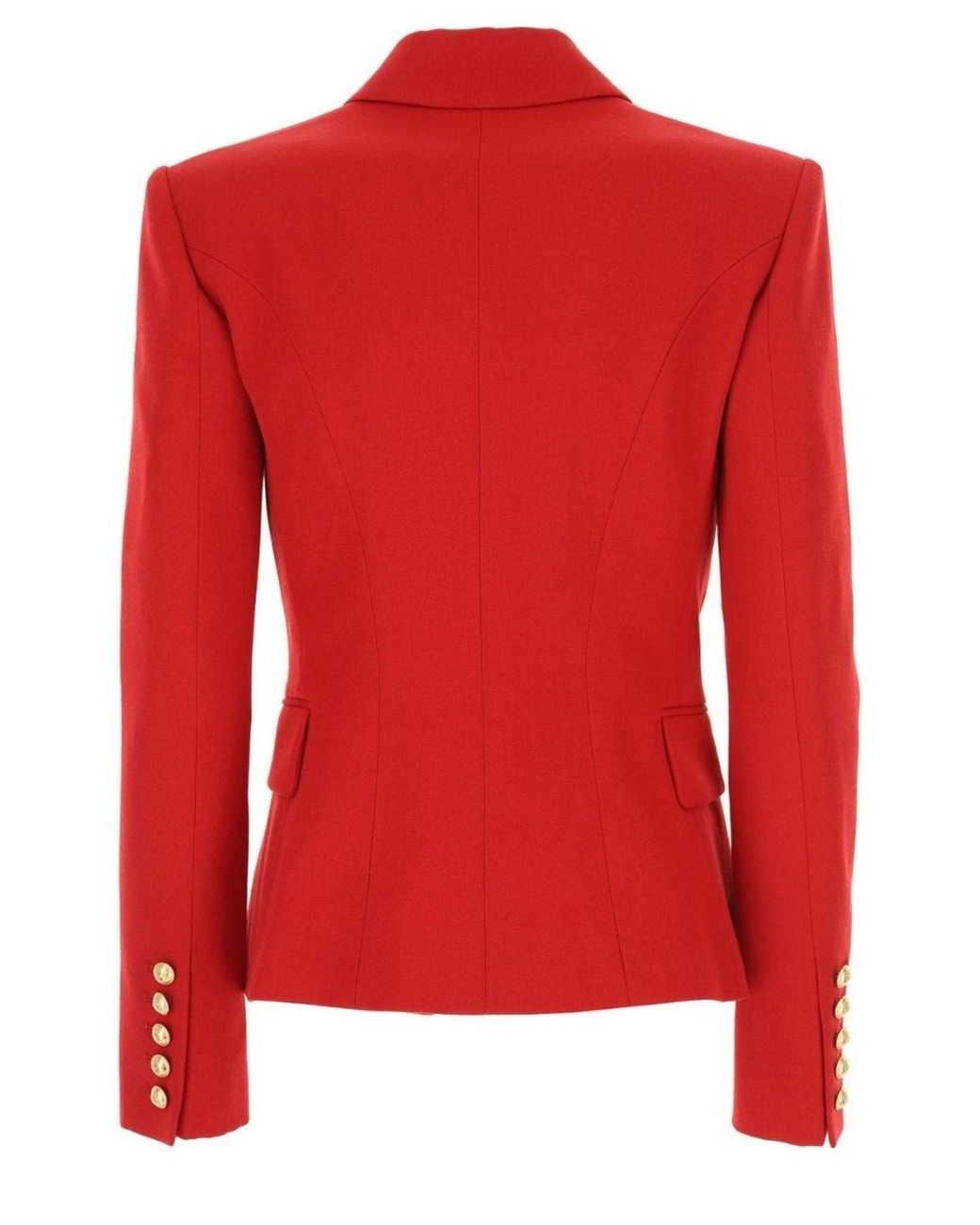 Balmain Red Double Breasted Tailored Wool Blazer
