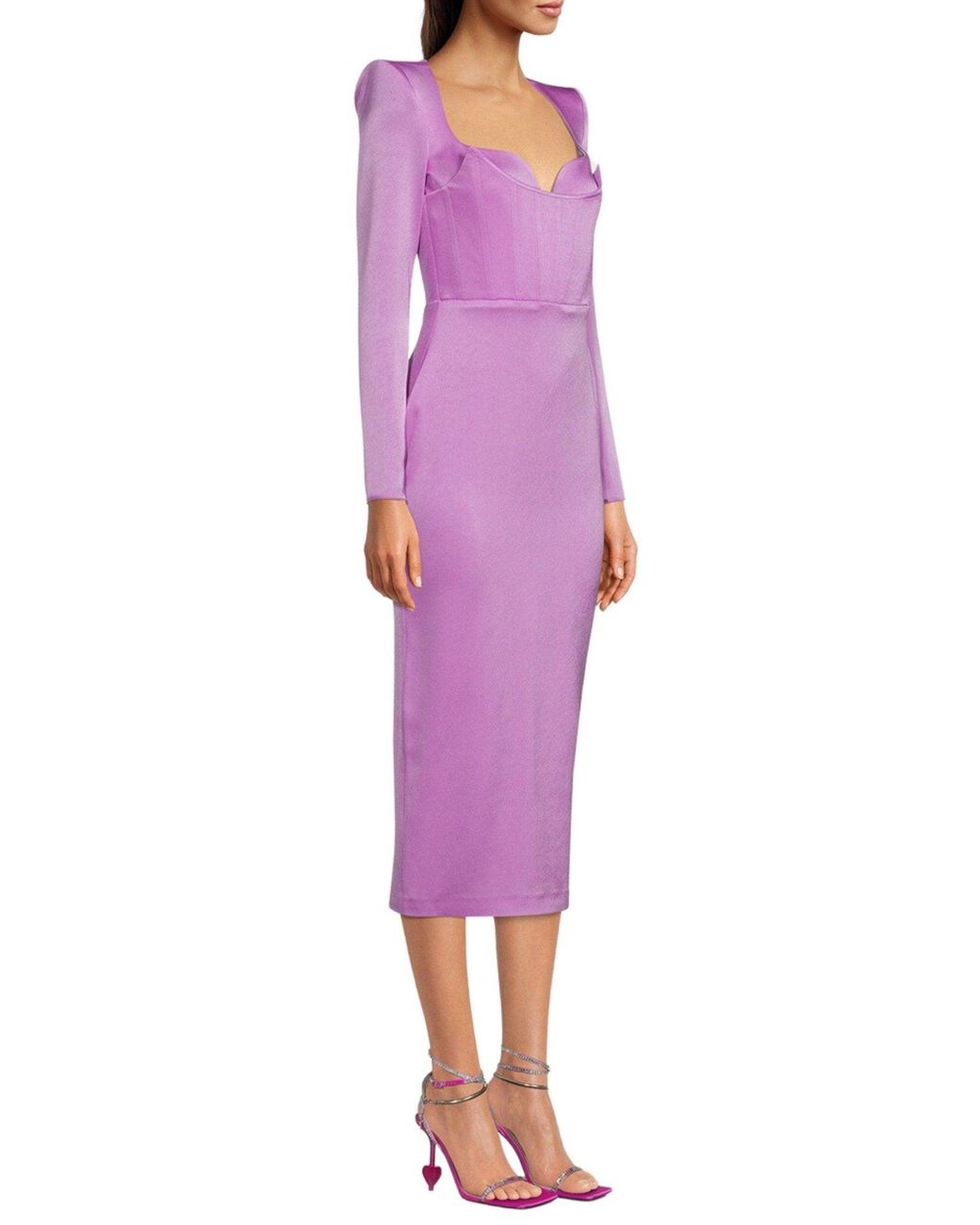 Alex Perry Purple Sweetheart Bustier Satin-crepe Midi Dress