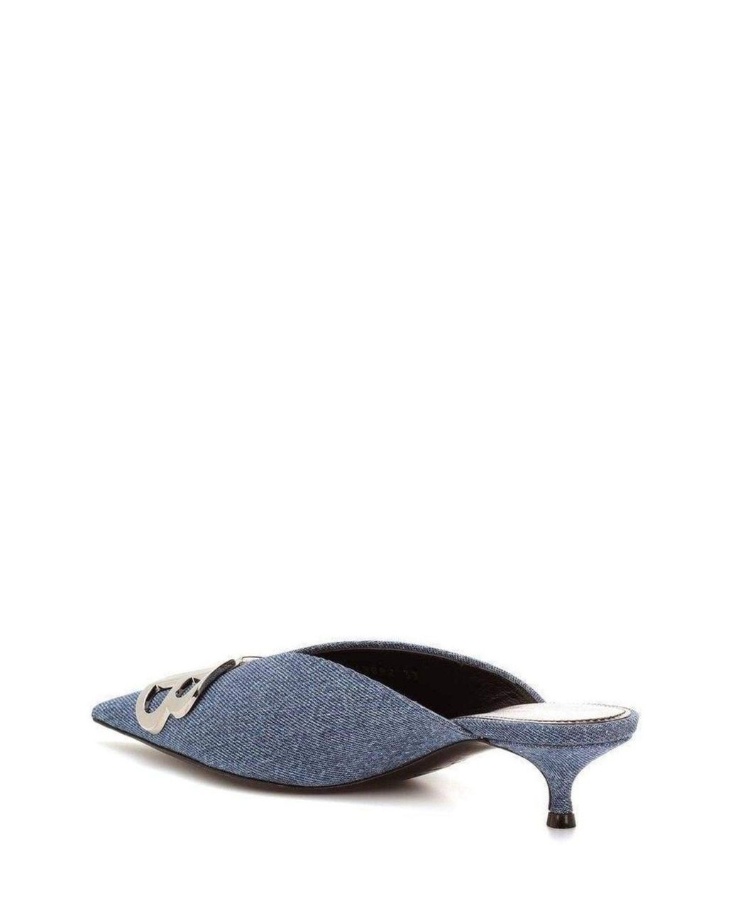 Balenciaga Blue Bb Denim Kitten-heel Mules