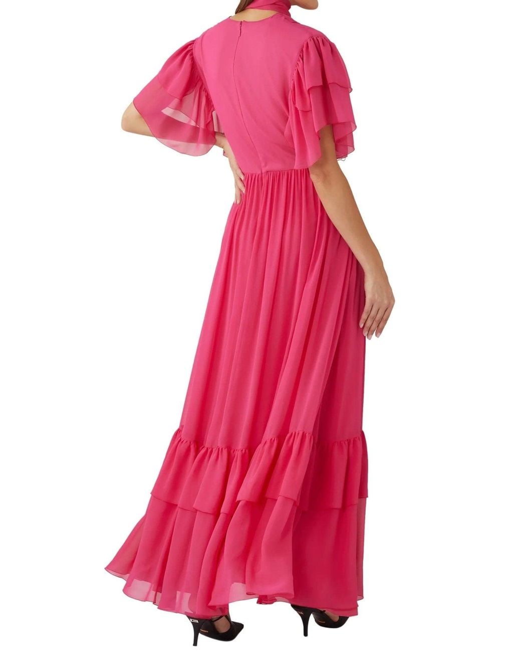 gucci pink ruffle dress GUCCI | Pink silk satin midi Dress | Women